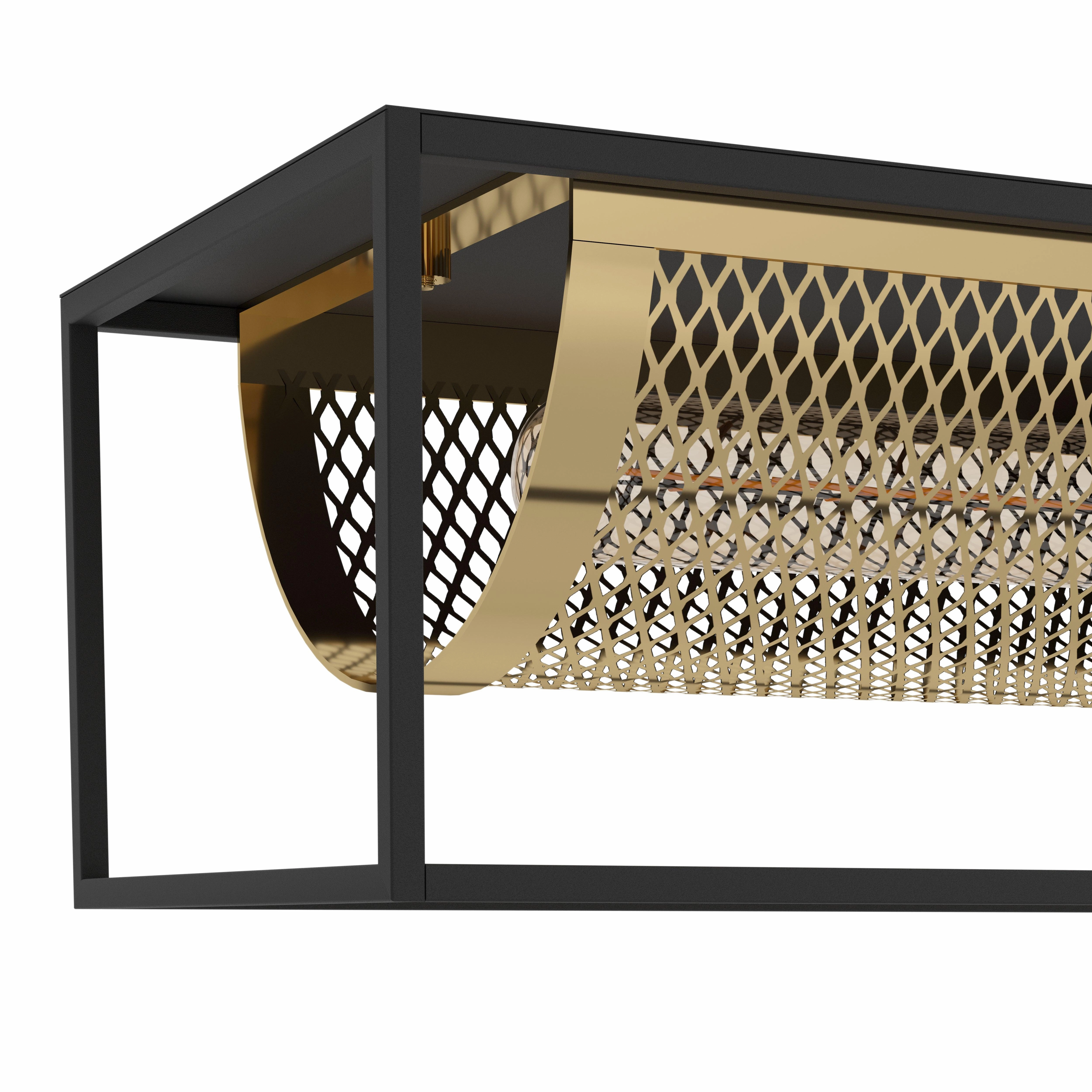 Eglo Nohales 4 Light Black & Gold Industrial Ceiling Pendant