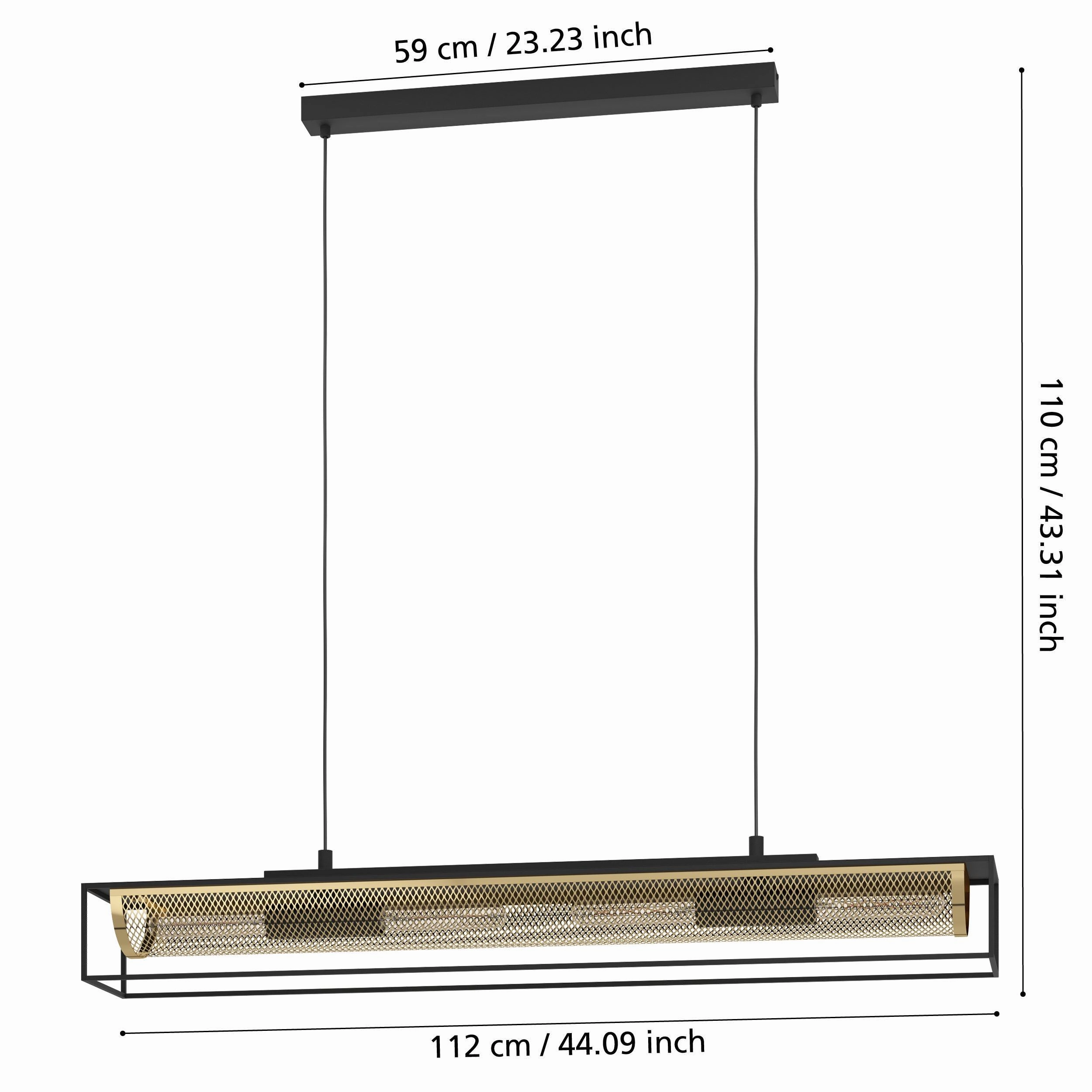 Eglo Nohales 4 Light Black & Gold Industrial Ceiling Pendant