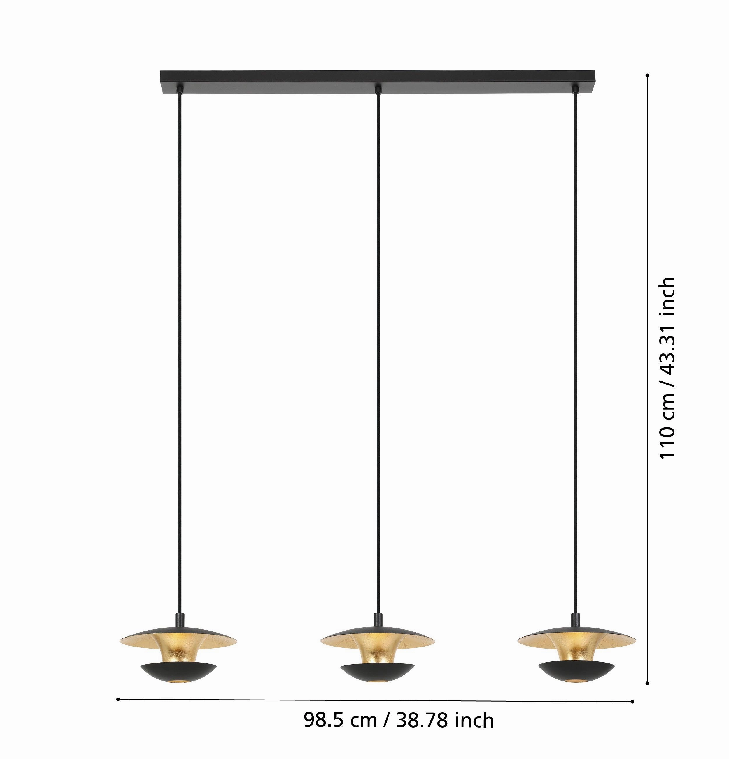 Eglo Nuvano 3 Light Black & Gold Ceiling Pendant