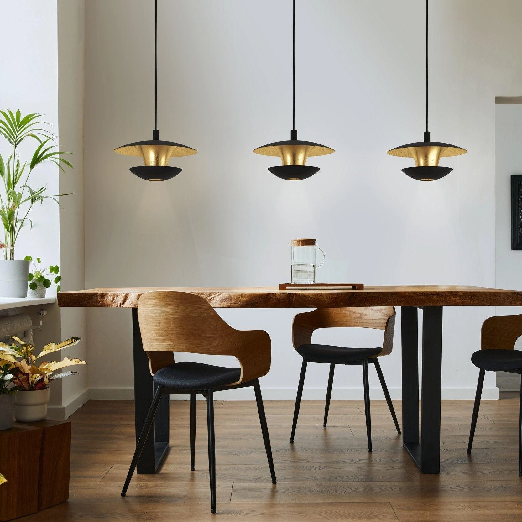 Eglo Nuvano 3 Light Black & Gold Ceiling Pendant flush mount ceiling fixture