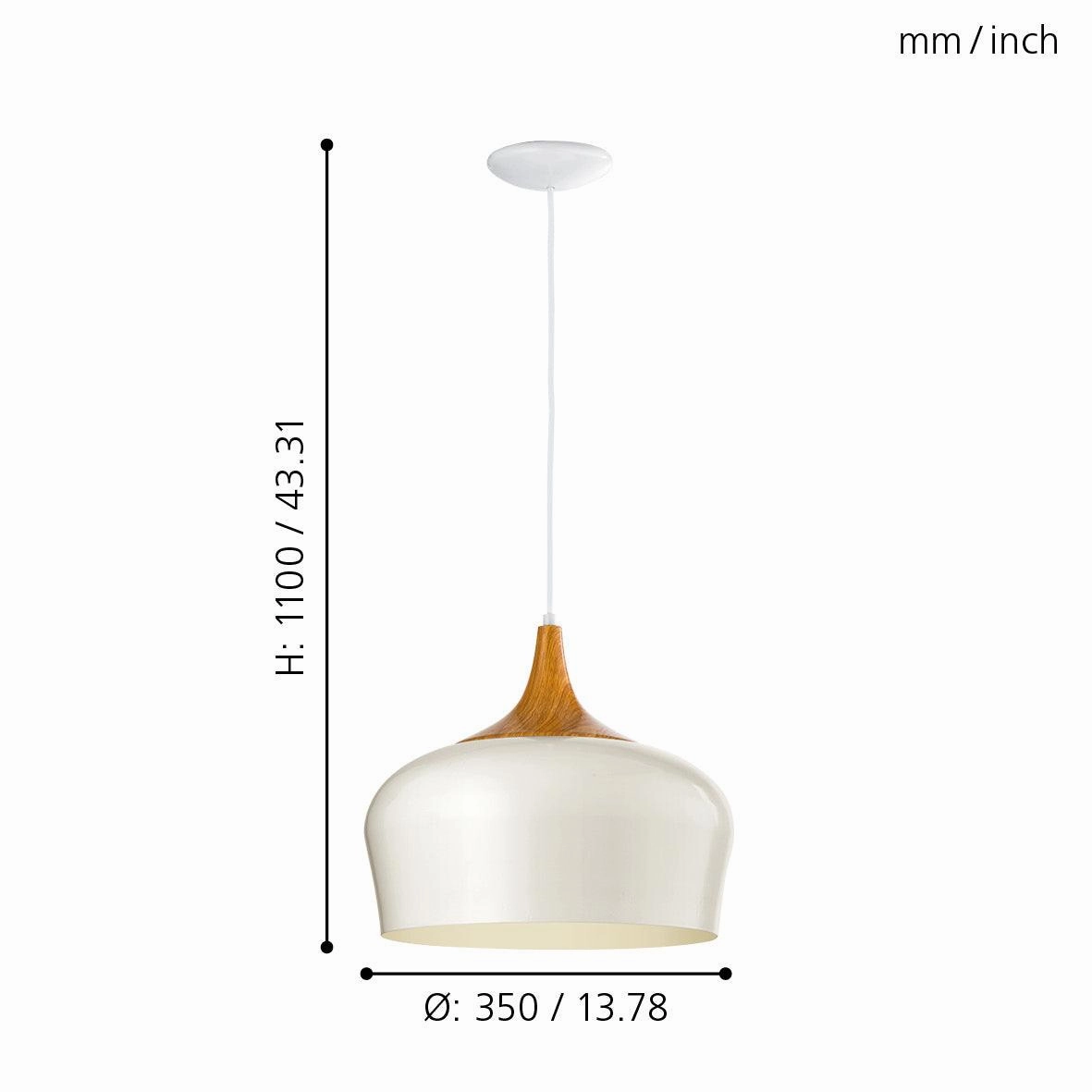 Eglo Obregon Cream Metal & Wood Accent Ceiling Pendant