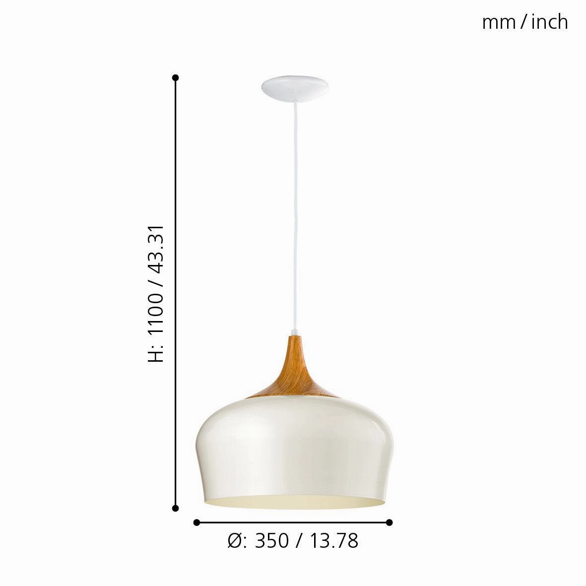 Eglo Obregon Cream Metal & Wood Accent Ceiling Pendant