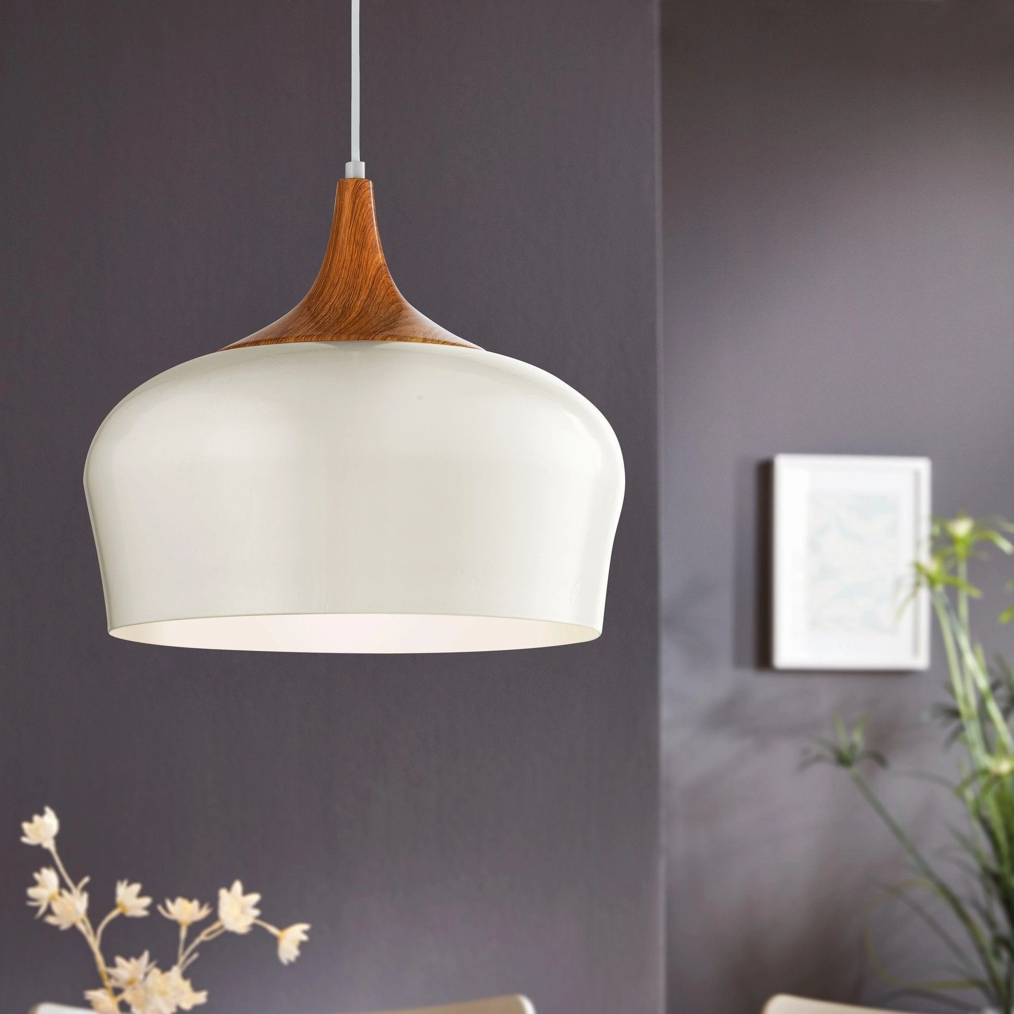 Eglo Obregon Cream Metal & Wood Accent Ceiling Pendant