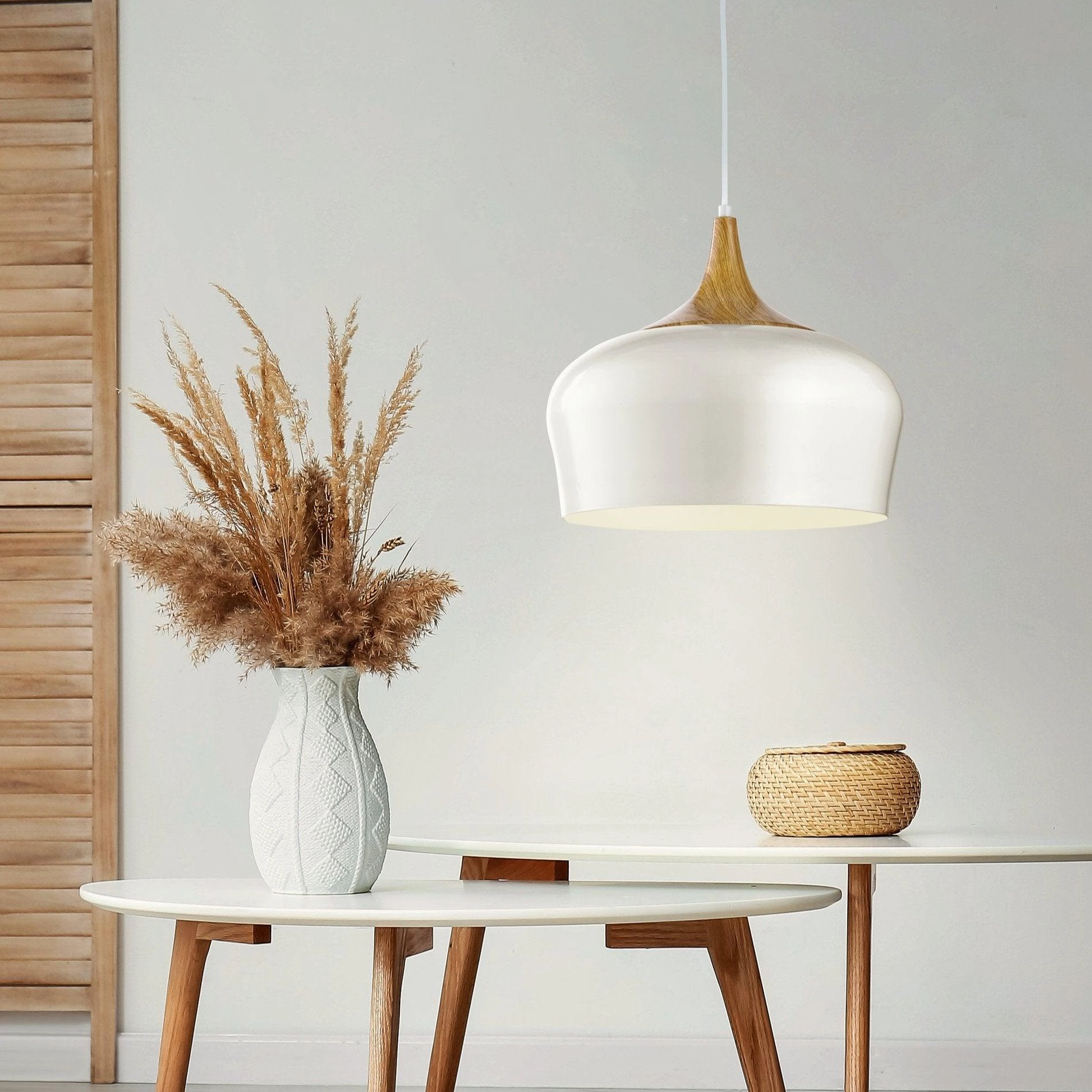 Eglo Obregon Cream Metal & Wood Accent Ceiling Pendant