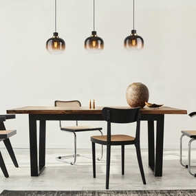 Eglo Oilella 3 Light Spherical Black & Brown Glass Pendant flush mount ceiling fixture