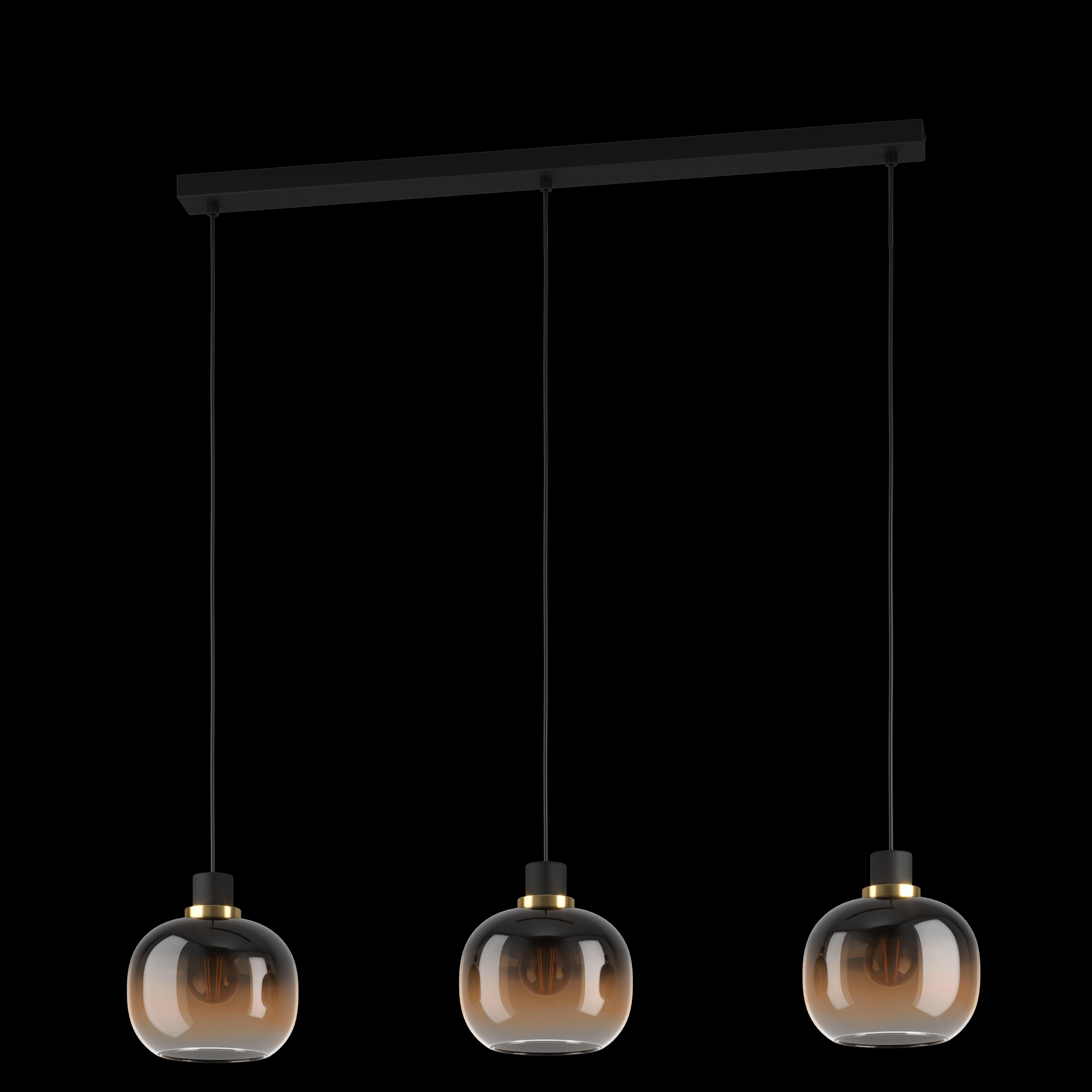 Eglo Oilella 3 Light Spherical Black & Brown Glass Pendant