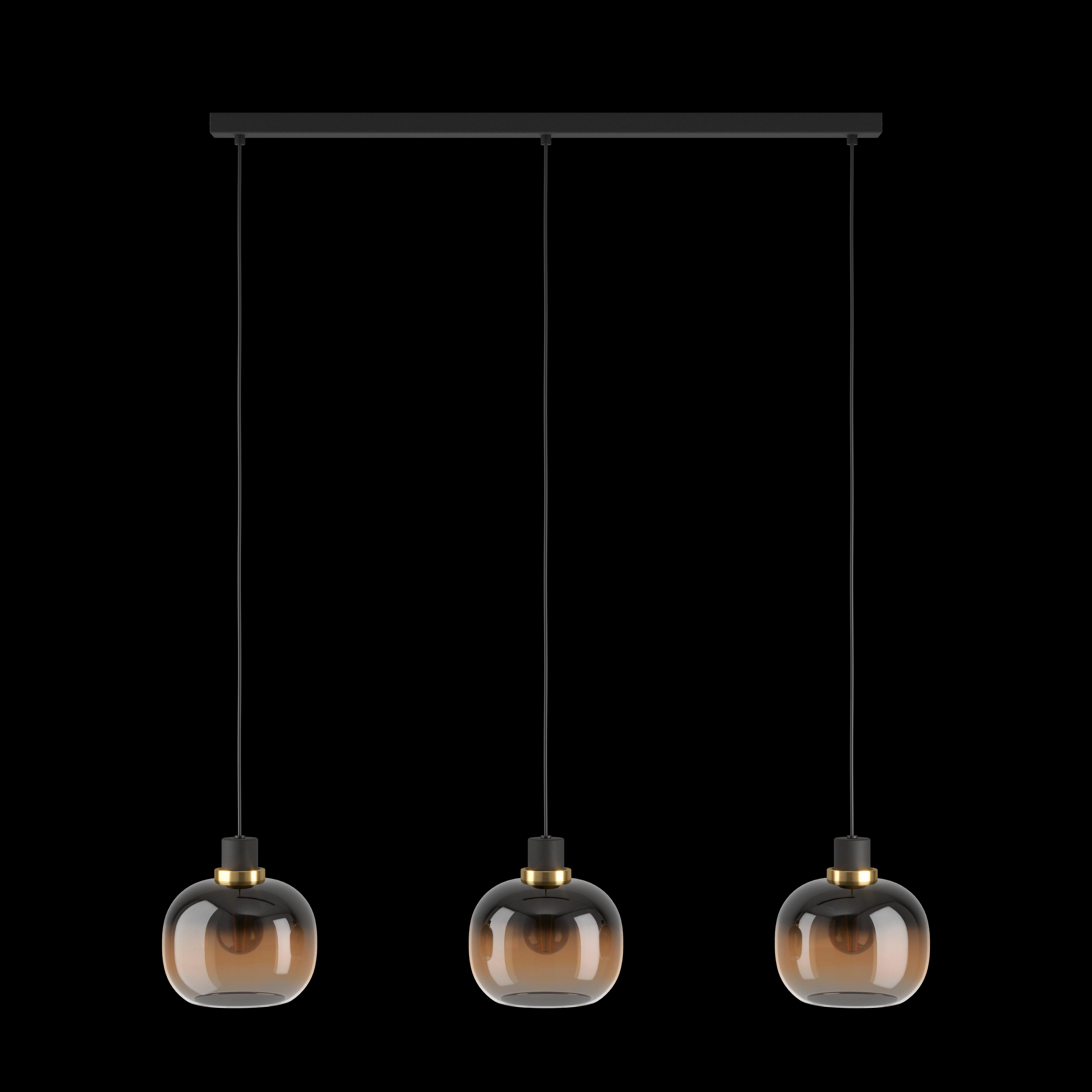 Eglo Oilella 3 Light Spherical Black & Brown Glass Pendant