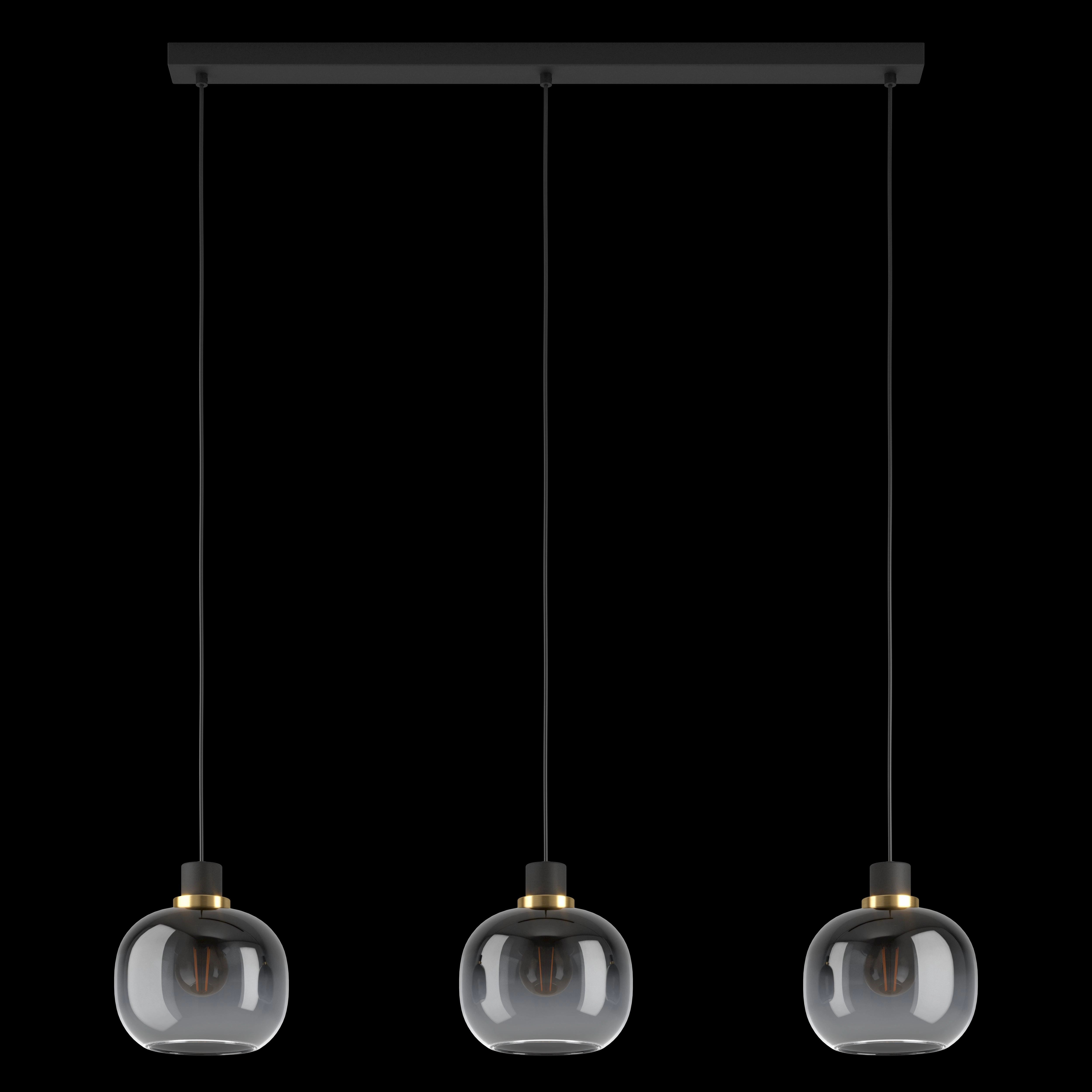 Eglo Oilella 3 Light Spherical Black & Grey Glass Pendant