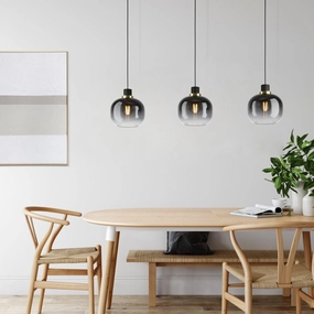 Eglo Oilella 3 Light Spherical Black & Grey Glass Pendant flush mount ceiling fixture