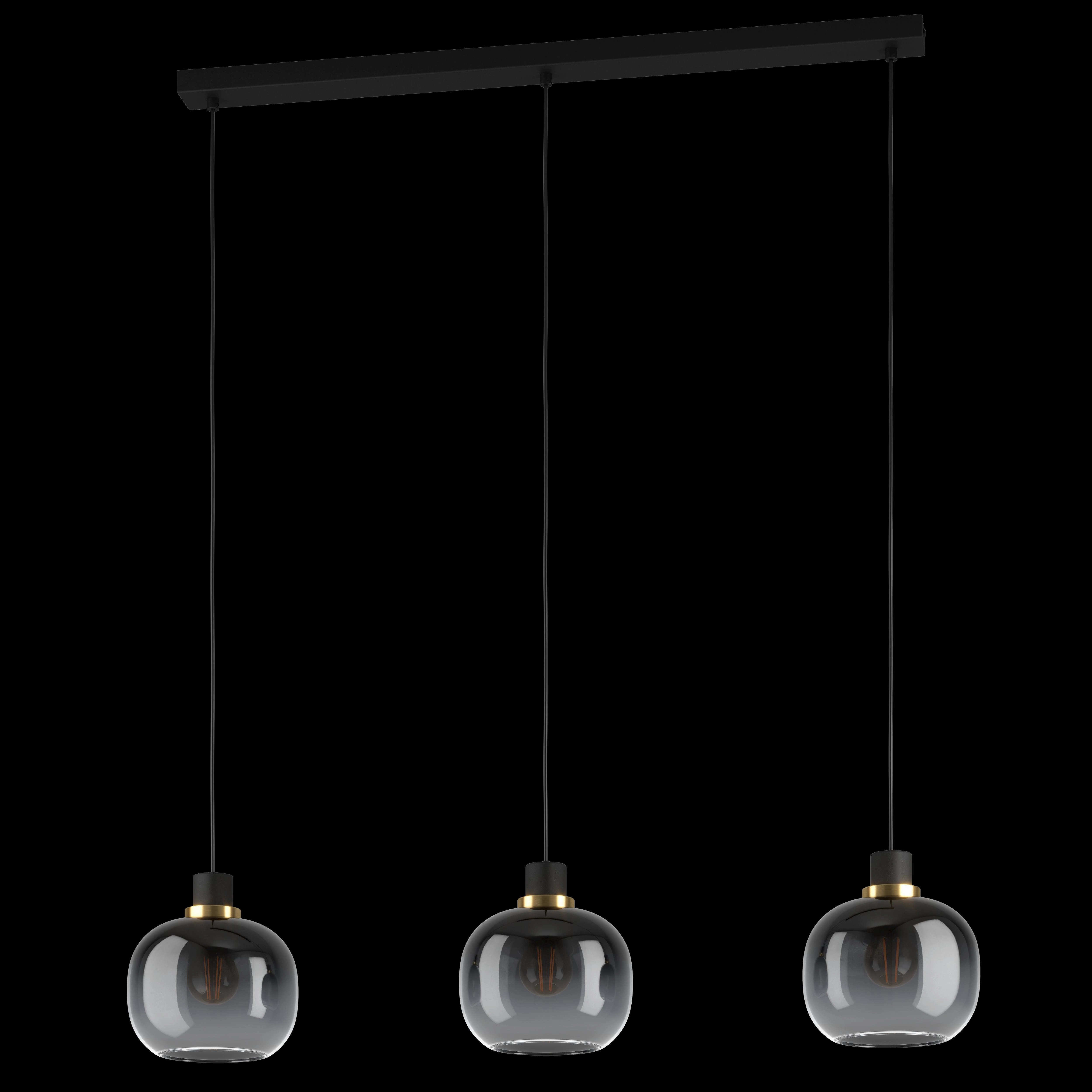 Eglo Oilella 3 Light Spherical Black & Grey Glass Pendant