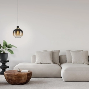 Eglo Oilella Spherical Black & Brown Glass Pendant flush mount ceiling fixture