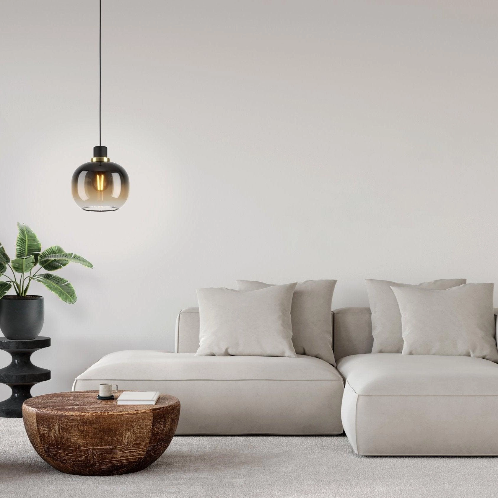 Eglo Oilella Spherical Black & Brown Glass Pendant flush mount ceiling fixture