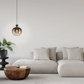 Eglo Oilella Spherical Black & Brown Glass Pendant sleek LED ceiling lamp