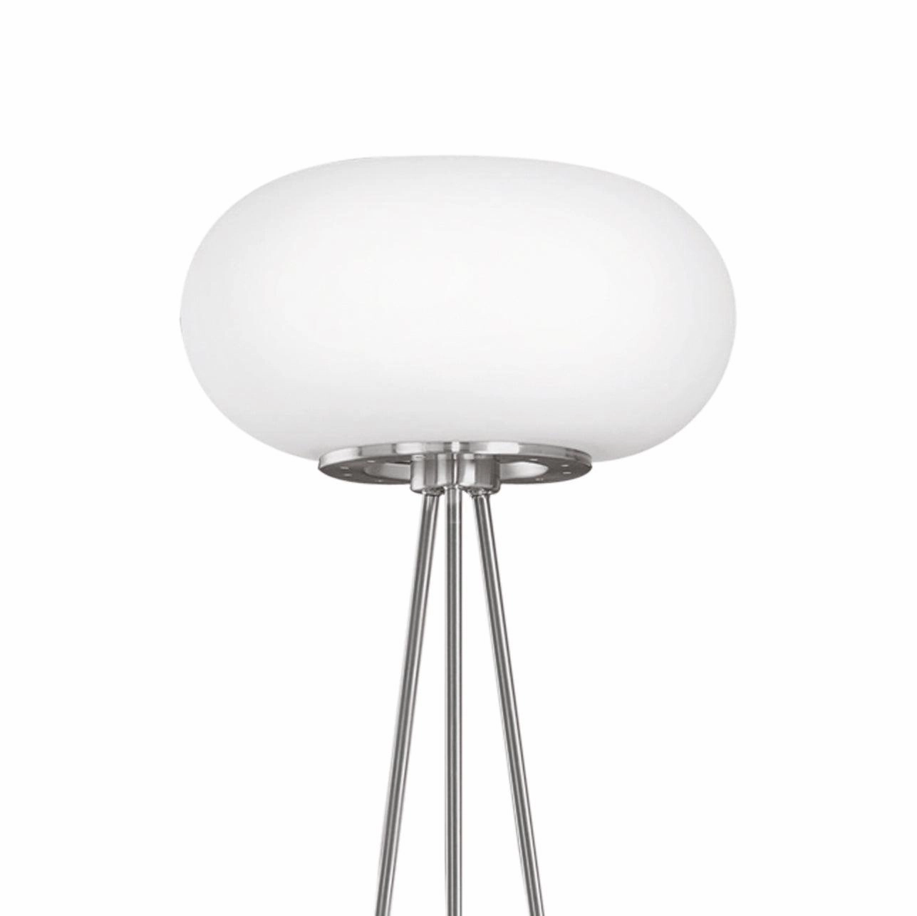 Eglo Optica Nickel Tripod Floor Lamp With Opal White Glass Shade