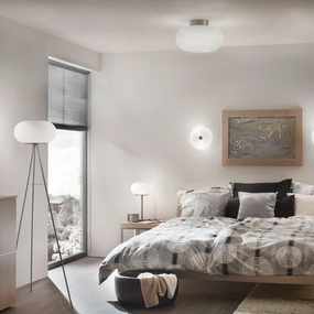 Eglo Optica Nickel Tripod Floor Lamp With Opal White Glass Shade creative lampshade design