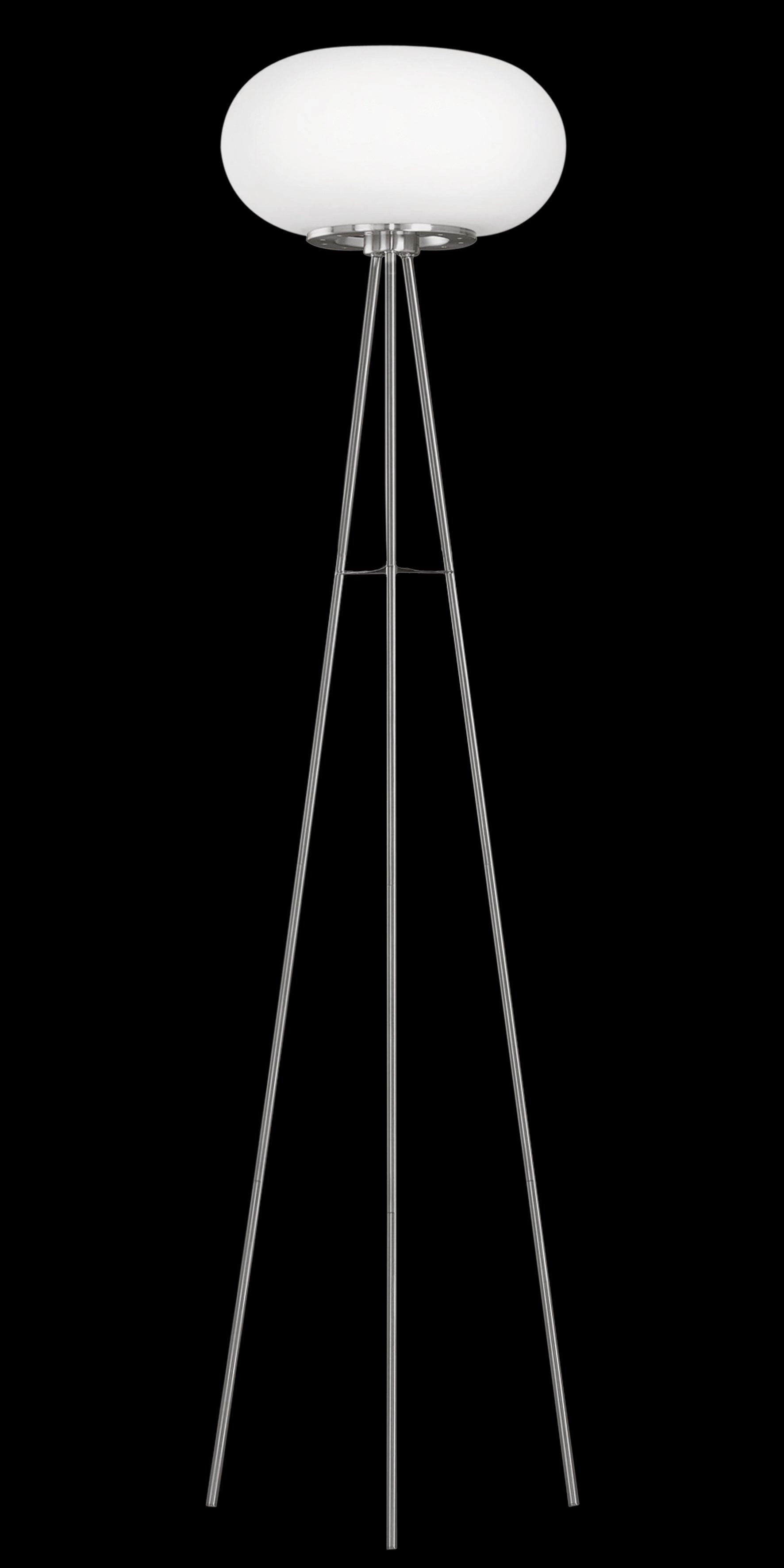 Eglo Optica Nickel Tripod Floor Lamp With Opal White Glass Shade