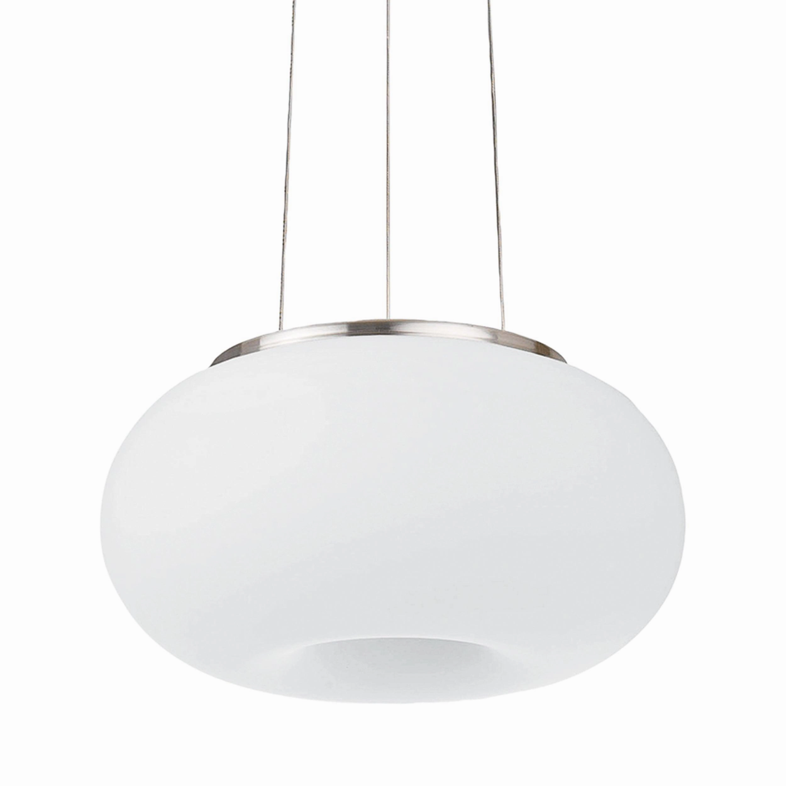Eglo Optica White Opal Glass & Nickel Ceiling Pendant - 28cm