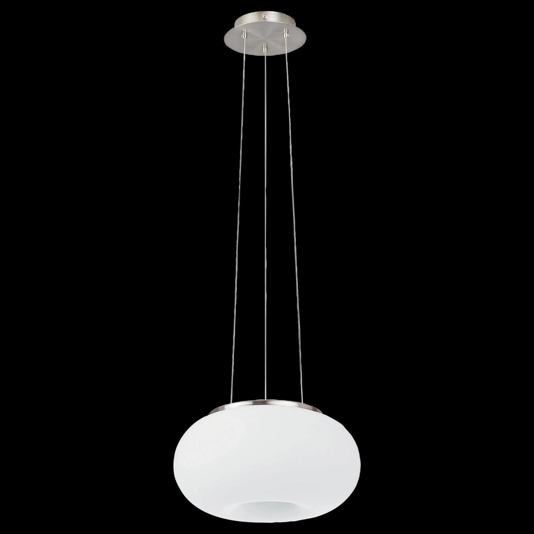 Eglo Optica White Opal Glass & Nickel Ceiling Pendant - 28cm