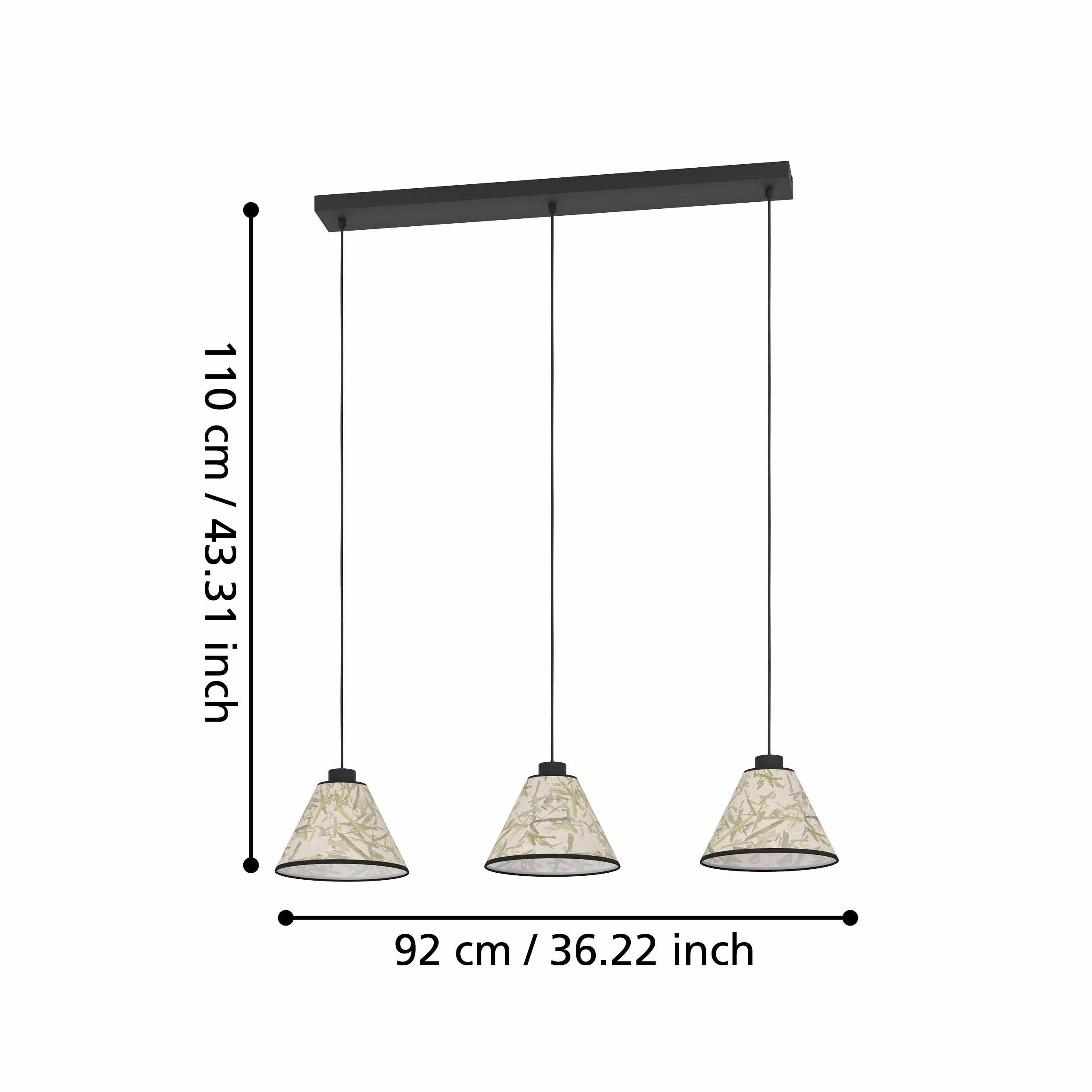 Eglo Oxpark 3 Light Bamboo Leave Fabric Ceiling Pendant