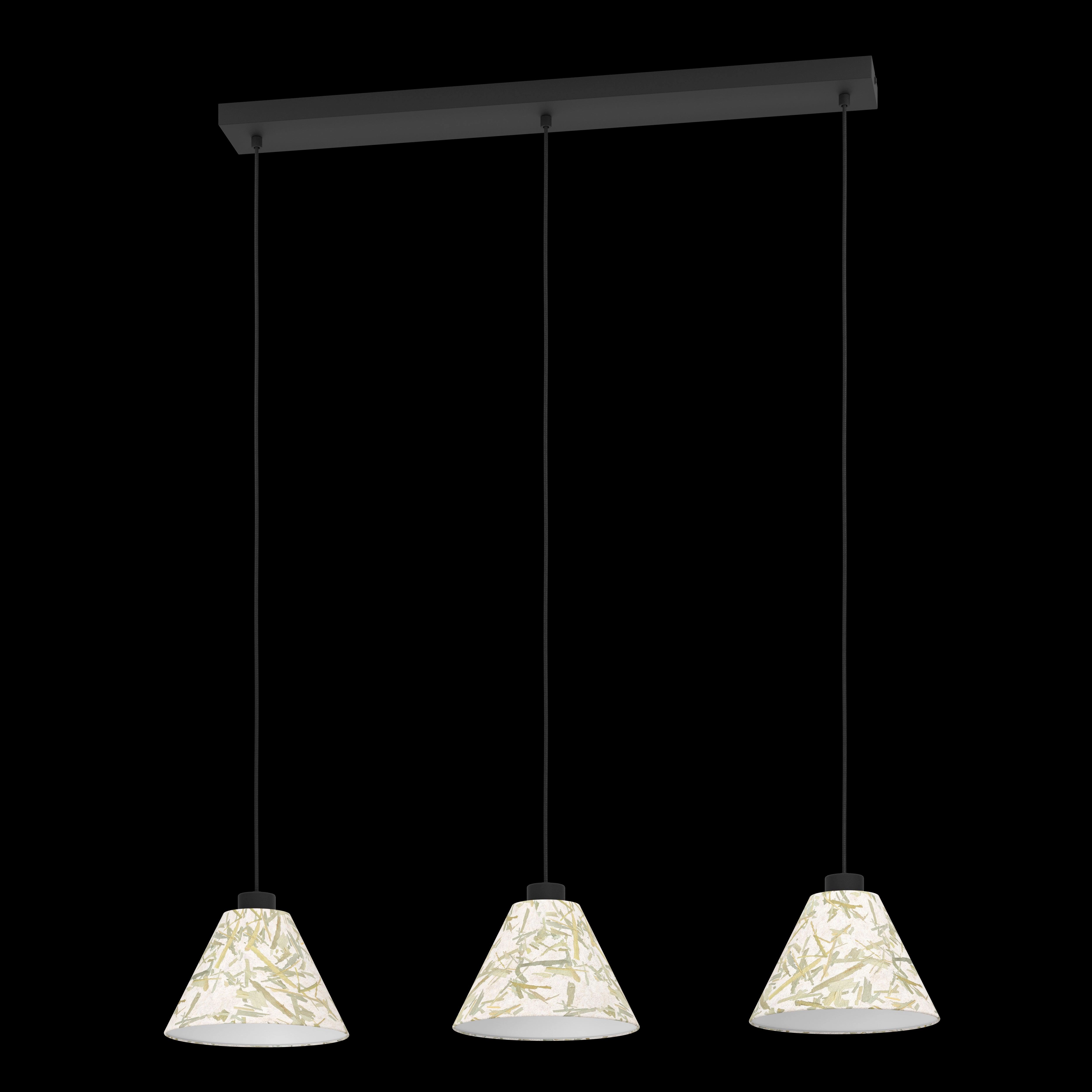 Eglo Oxpark 3 Light Bamboo Leave Fabric Ceiling Pendant