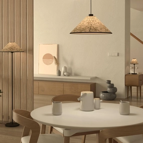Eglo Oxpark Bamboo Leave Fabric Ceiling Pendant flush mount ceiling fixture