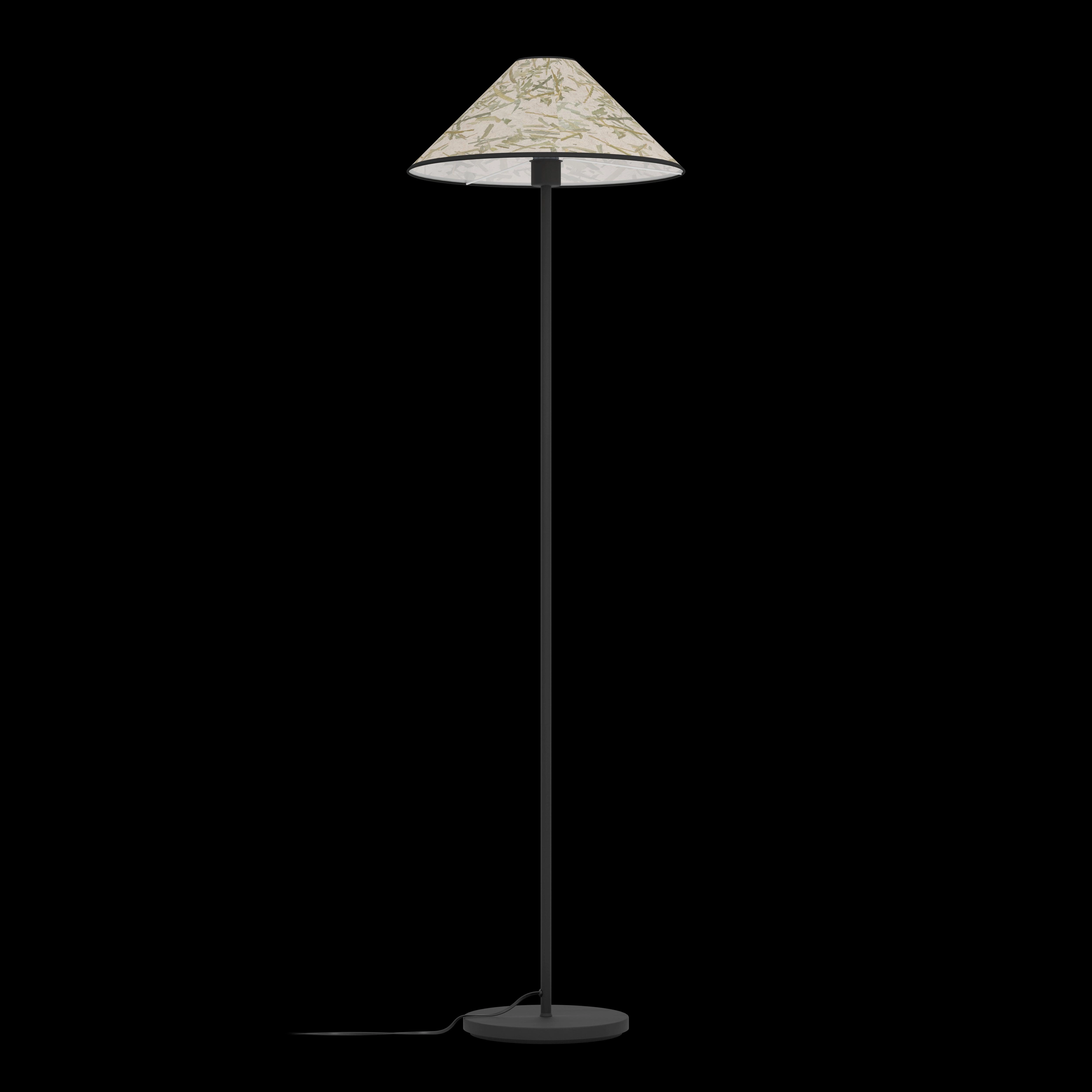 Eglo Oxpark Black Floor Lamp - Fabric Bamboo Leave Shade