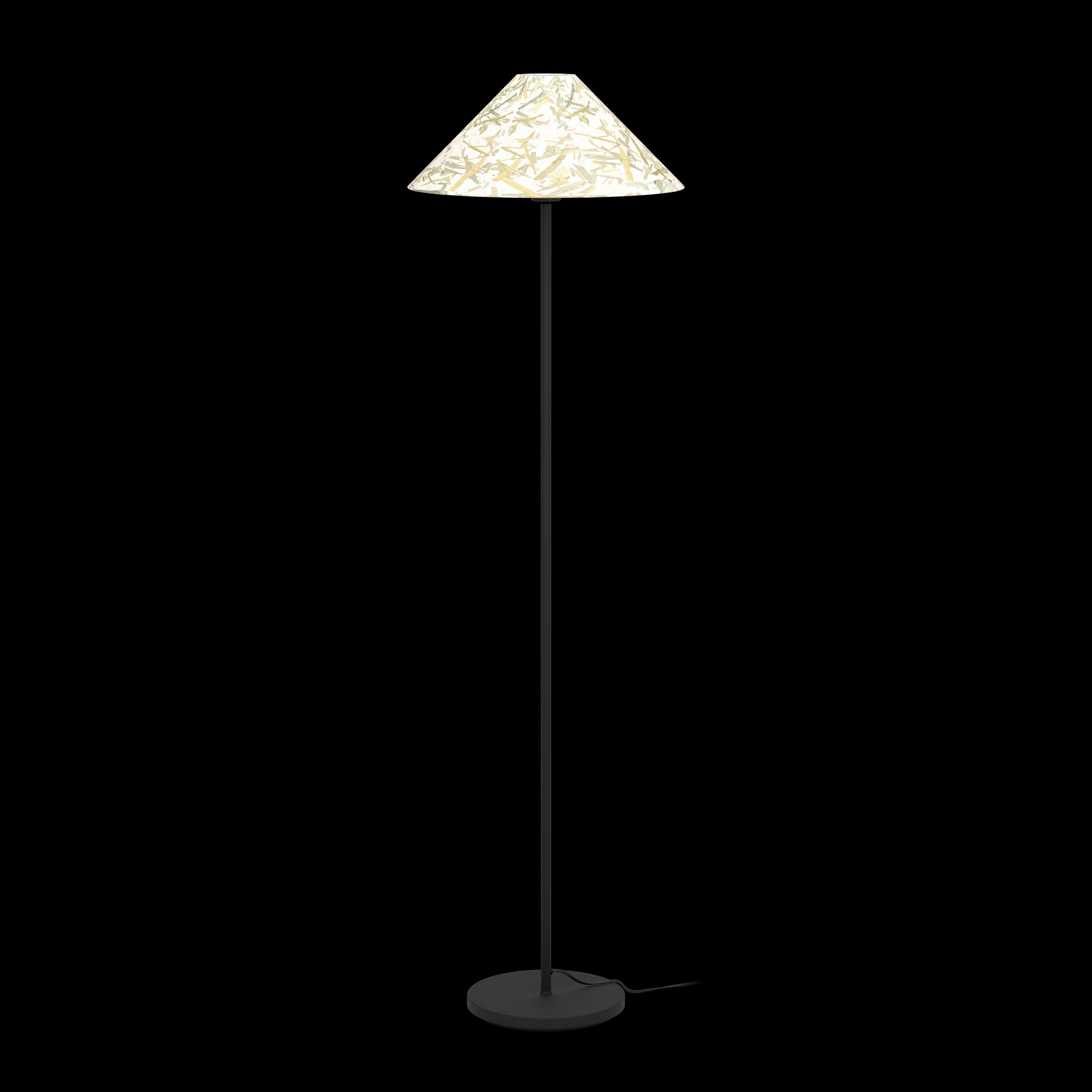 Eglo Oxpark Black Floor Lamp - Fabric Bamboo Leave Shade