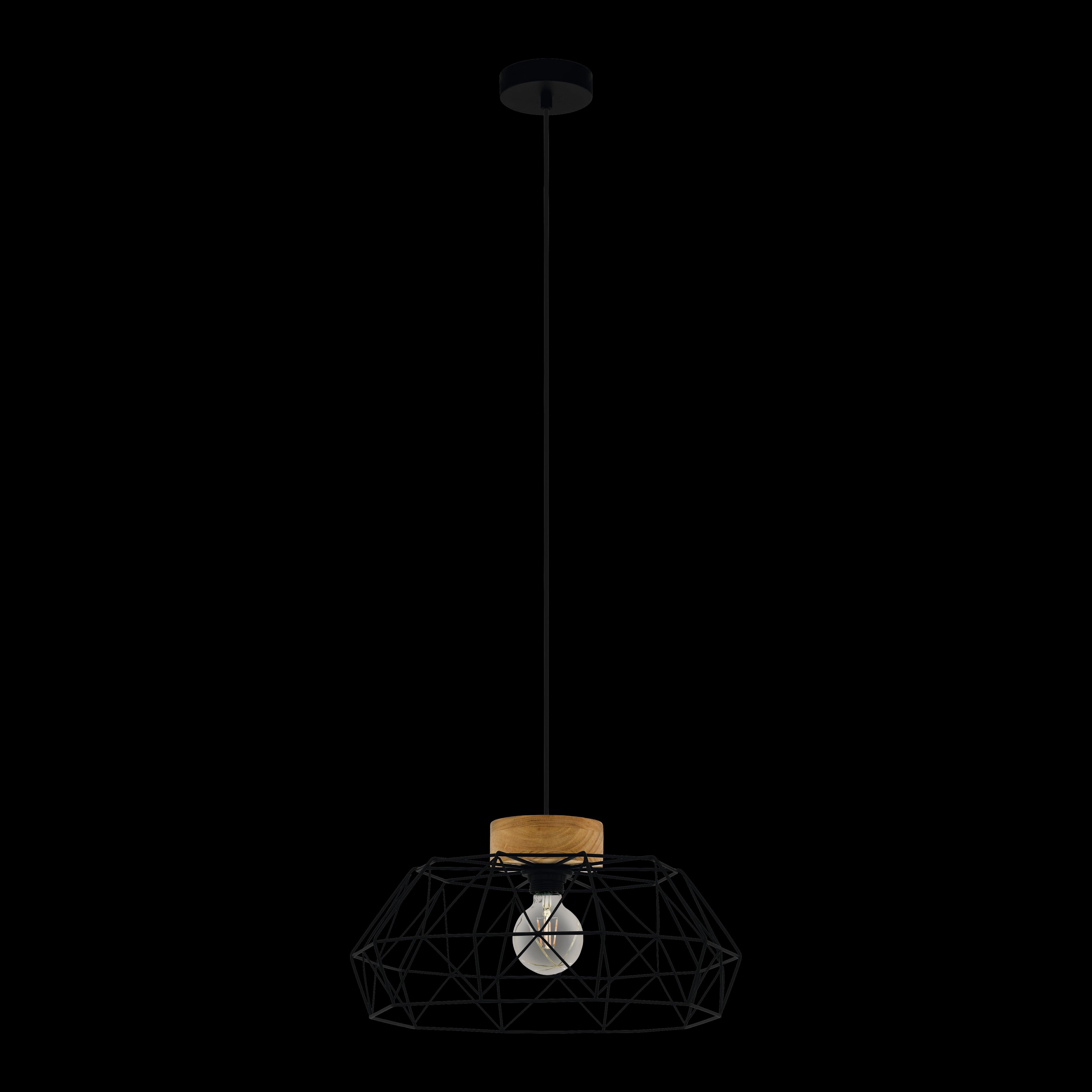 Eglo Padstow Black Geometric Wire Lampshade Ceiling Pendant