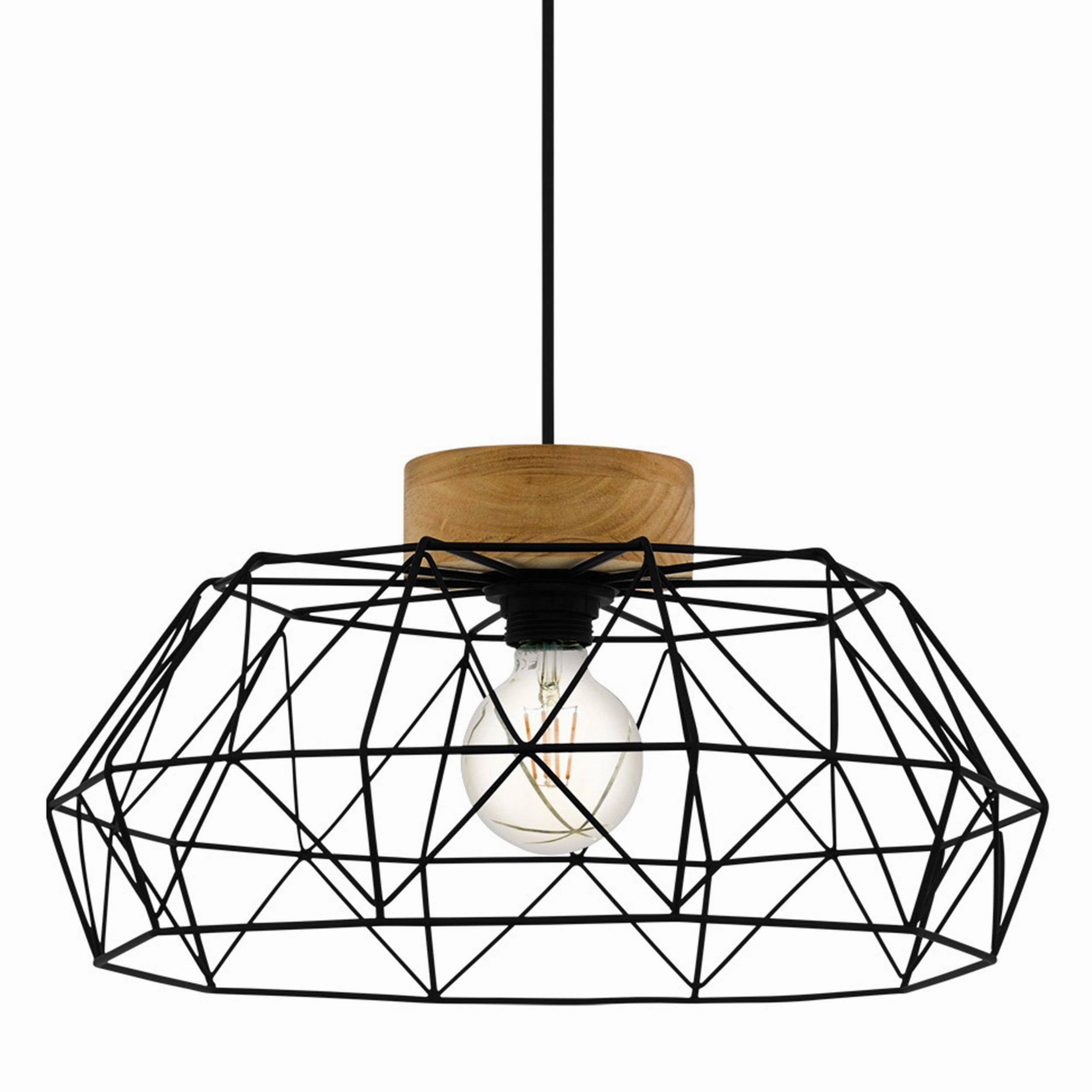 Eglo Padstow Black Geometric Wire Lampshade Ceiling Pendant