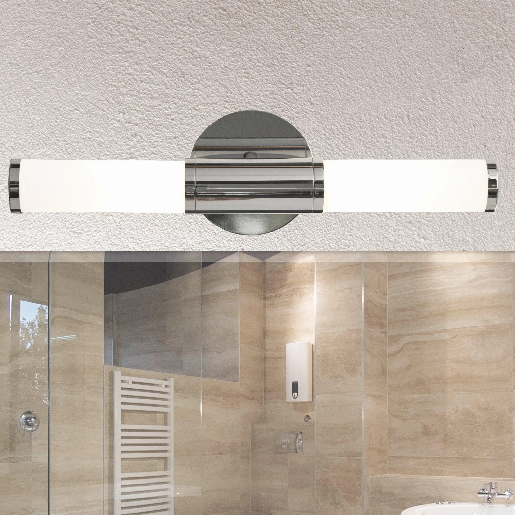 Eglo Palmera IP44 Chrome & White Glass Bathroom Wall Light