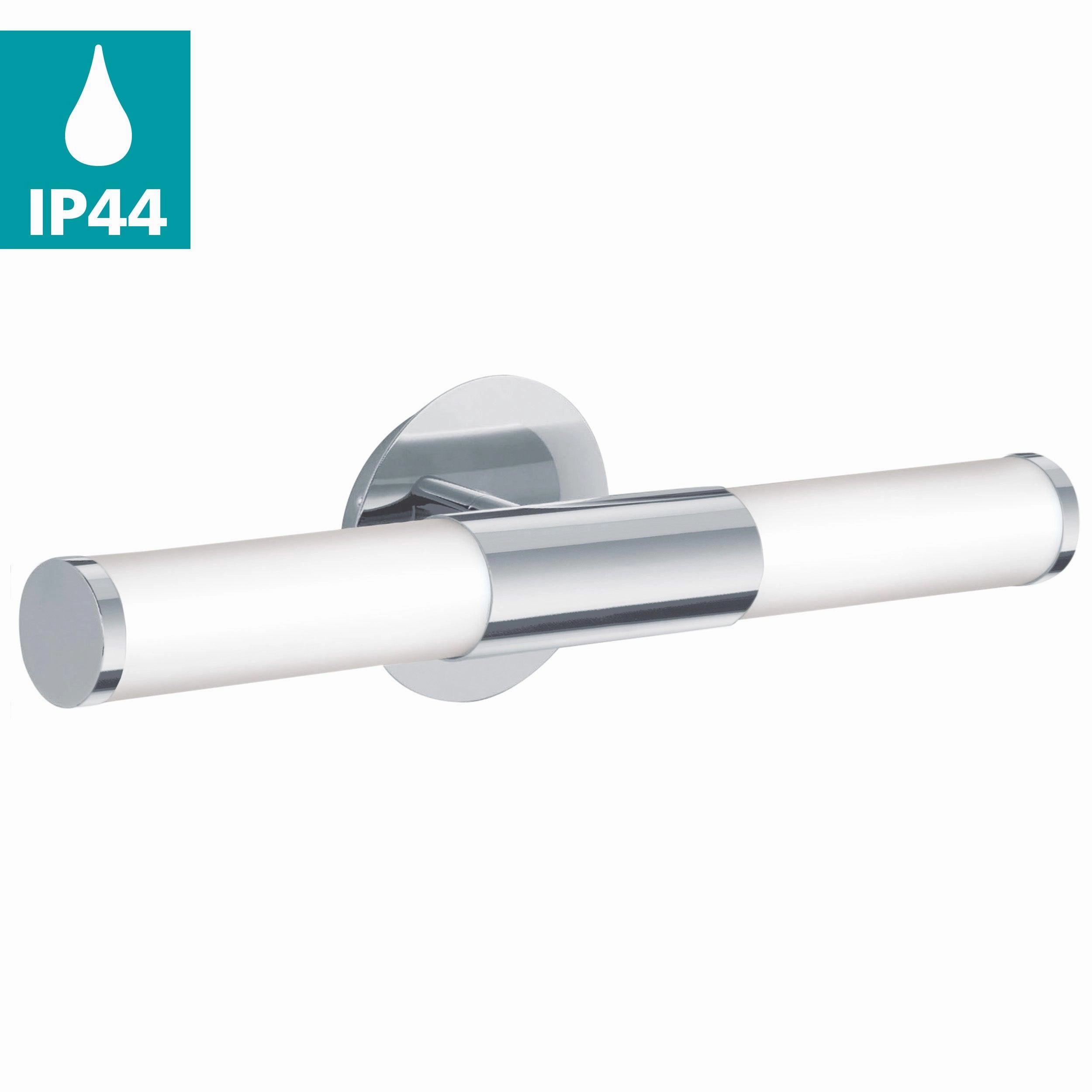 Eglo Palmera IP44 Chrome & White Glass Bathroom Wall Light