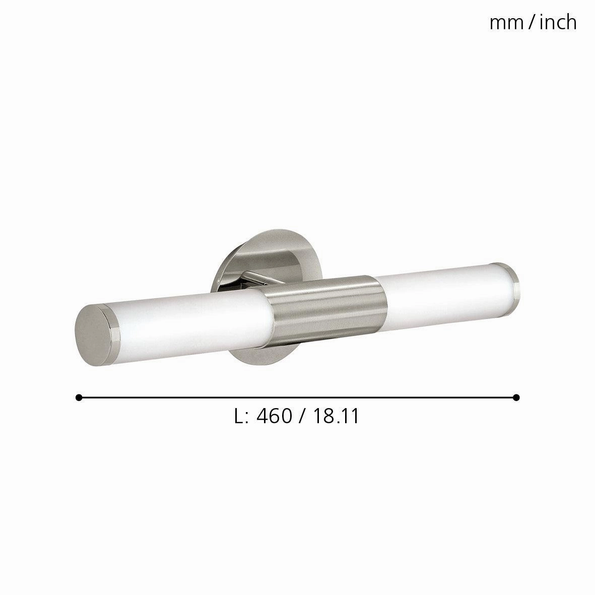 Eglo Palmera IP44 Nickel & White Glass Bathroom Wall Light