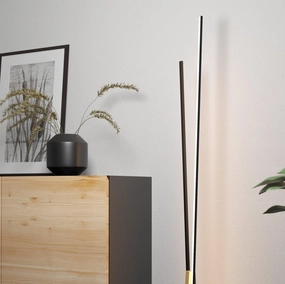 Eglo Panagria Black Metal & Natural Wood LED Floor Lamp creative lampshade design