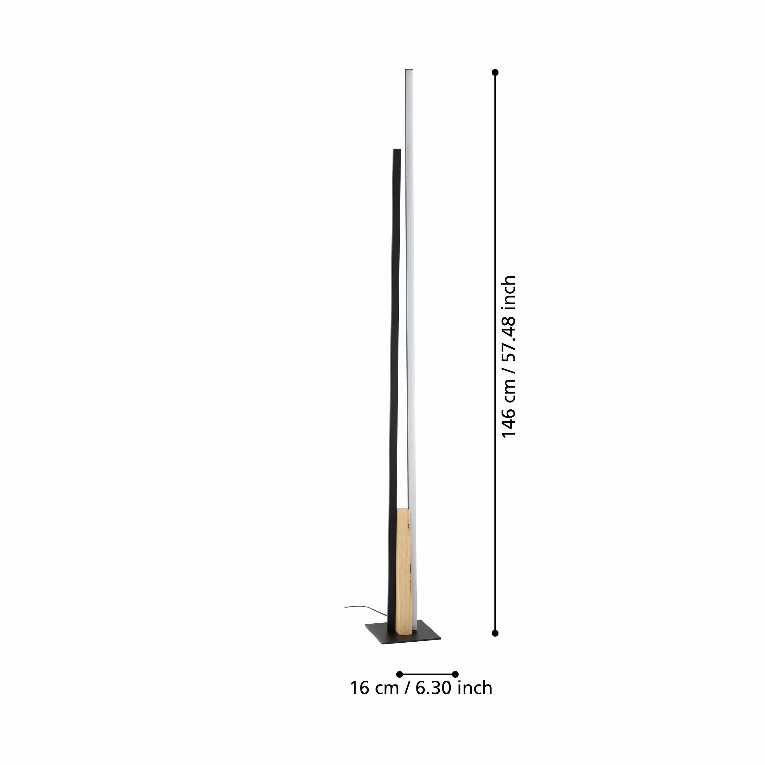Eglo Panagria Black Metal & Natural Wood LED Floor Lamp