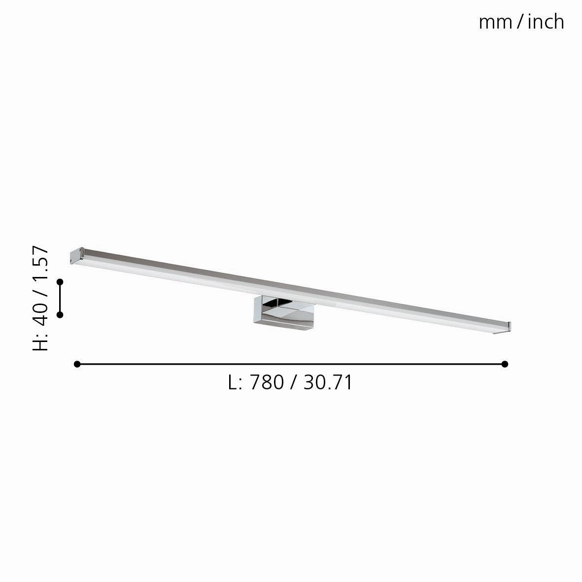 Eglo Pandella 1 IP44 Chrome LED Bathroom Wall / Mirror Light - 78cm