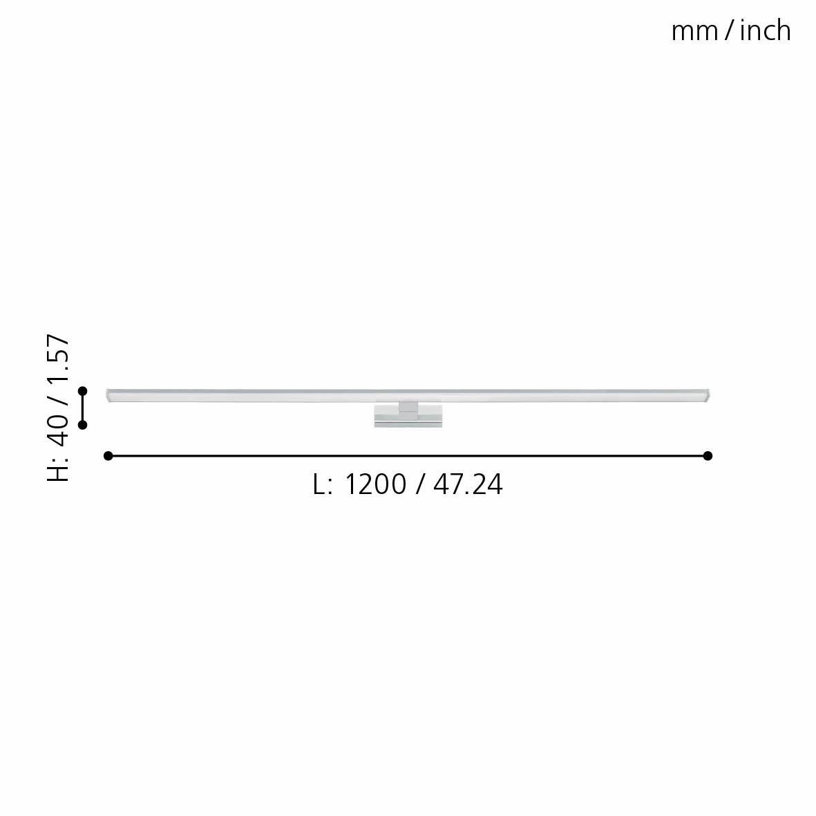 Eglo Pandella 1 IP44 LED Silver Bathroom Wall / Mirror - 120cm