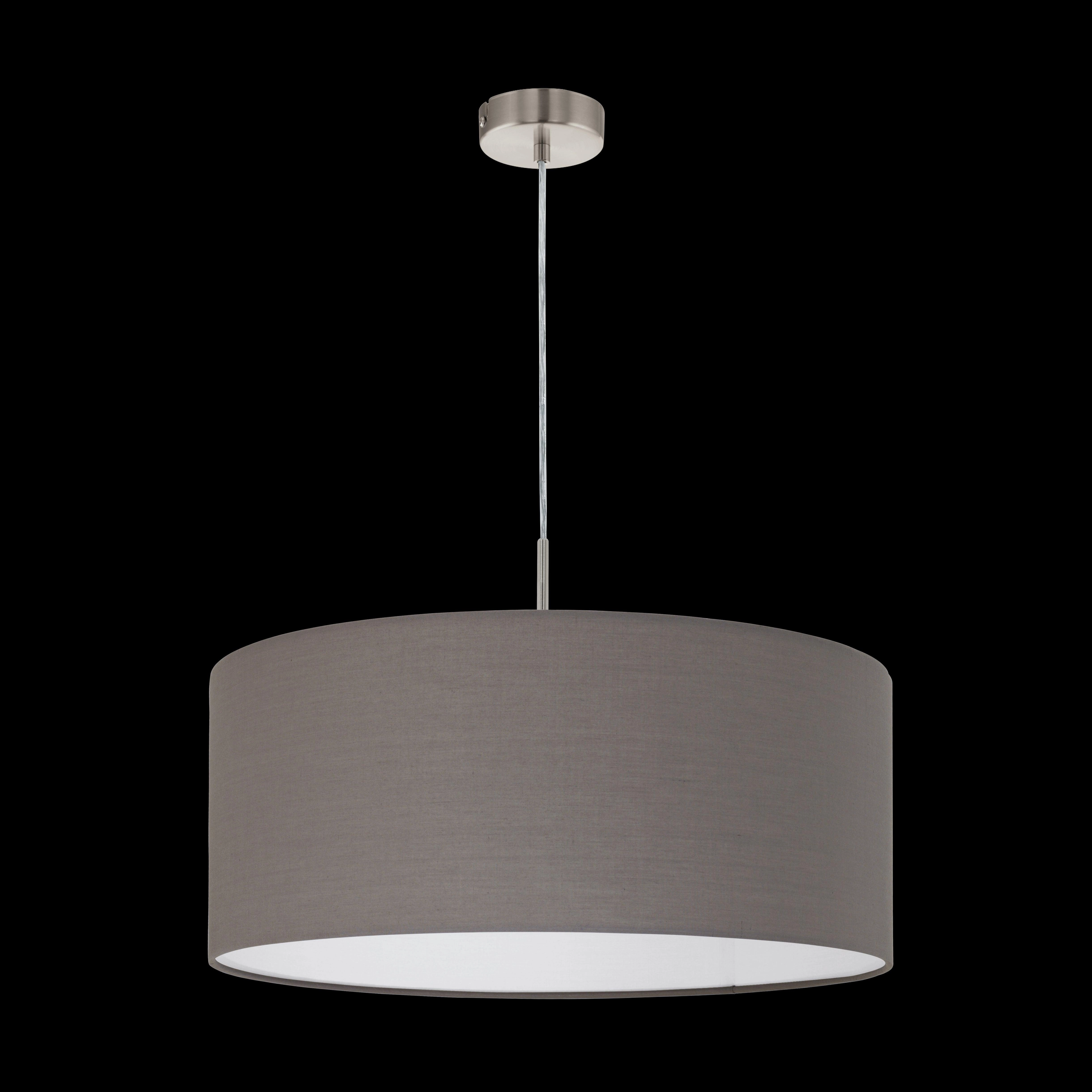 Eglo Pasteri Nickel Ceiling Pendant With Brown Fabric Shade - 53cm