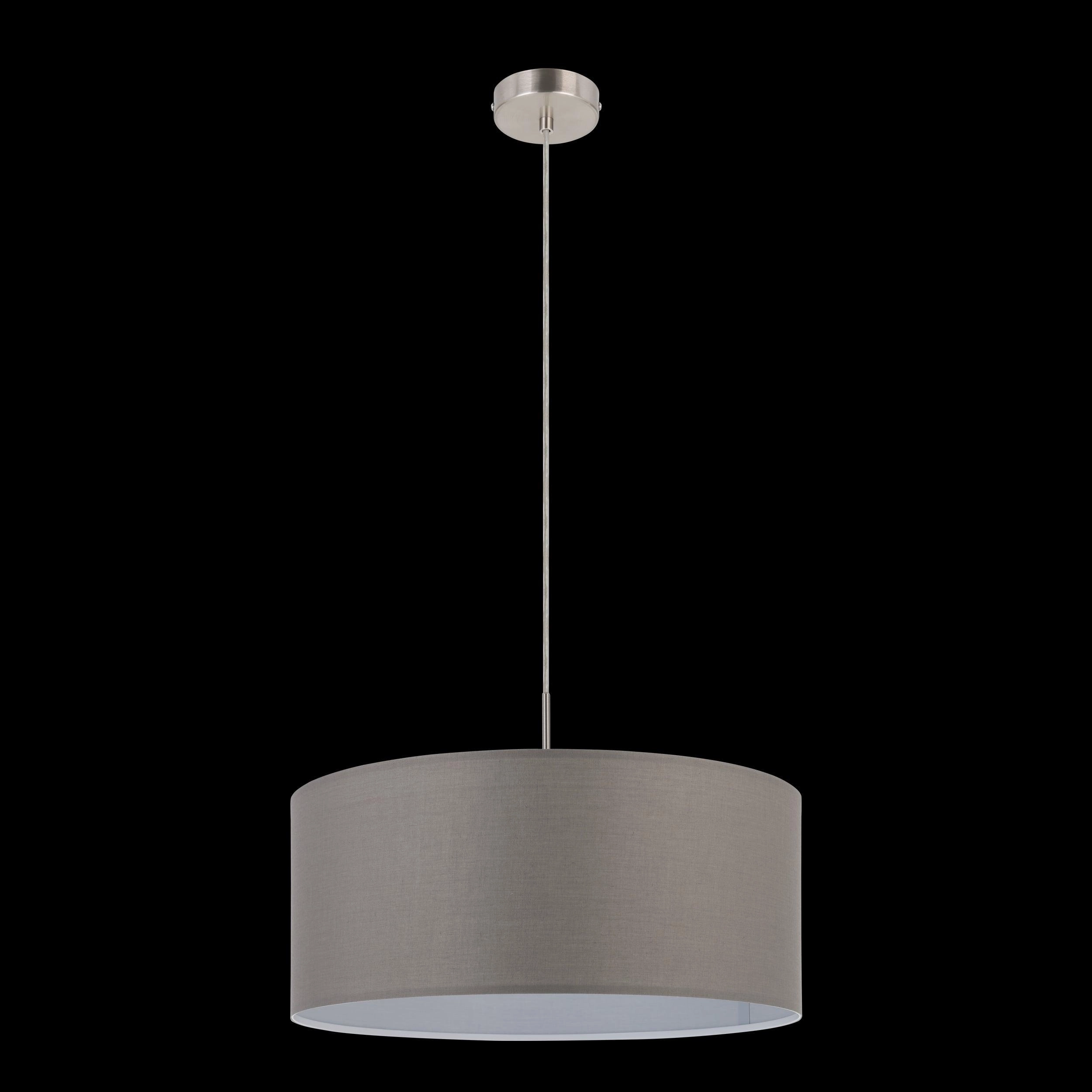 Eglo Pasteri Nickel Ceiling Pendant With Brown Fabric Shade - 53cm