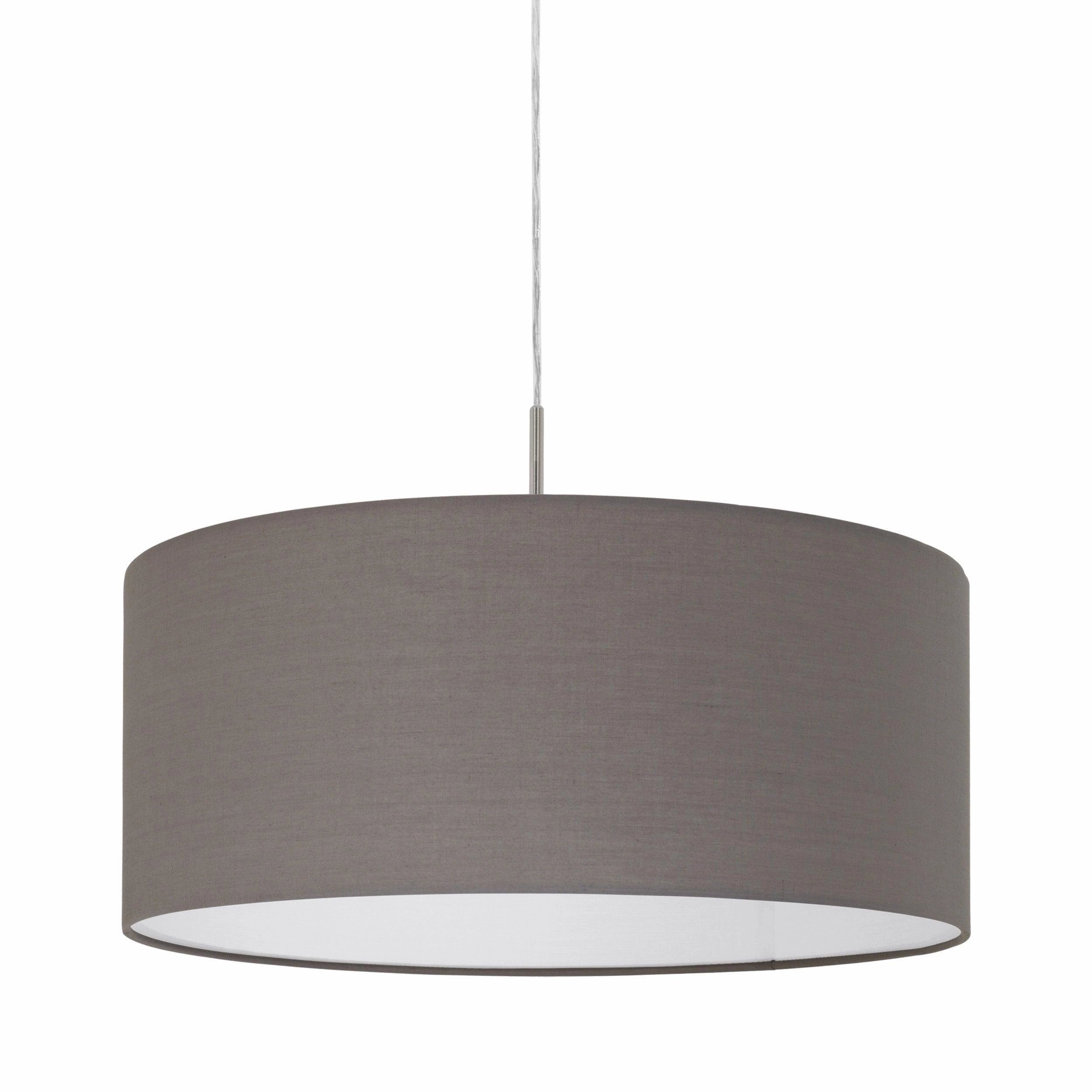 Eglo Pasteri Nickel Ceiling Pendant With Brown Fabric Shade - 53cm