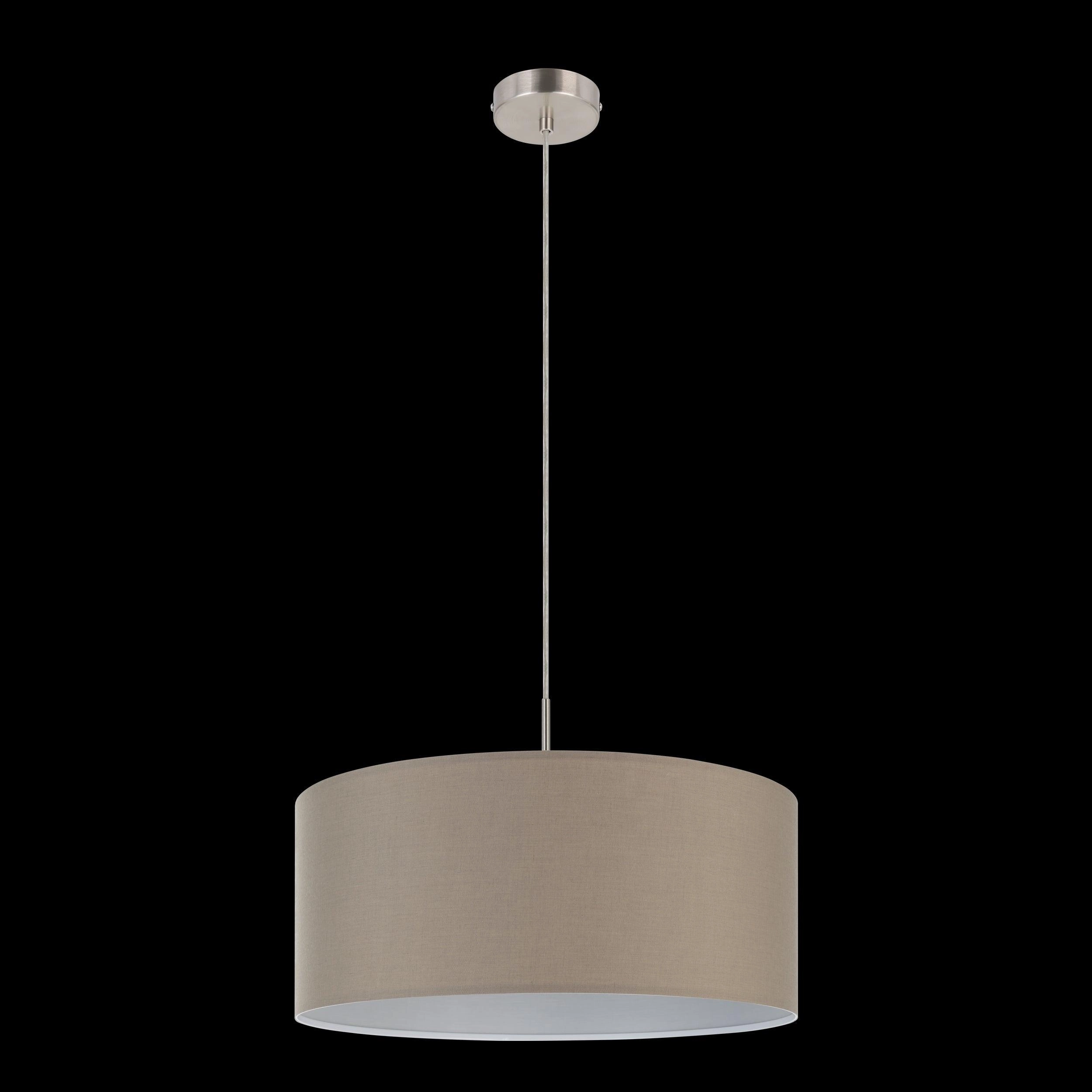 Eglo Pasteri Nickel Ceiling Pendant With Fabric Taupe Shade - 53cm