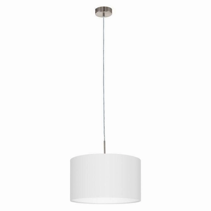 Eglo Pasteri Nickel Ceiling Pendant With Fabric White Shade - 38cm