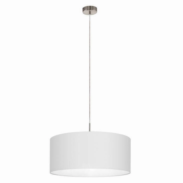 Eglo Pasteri Nickel Ceiling Pendant With Fabric White Shade - 53cm