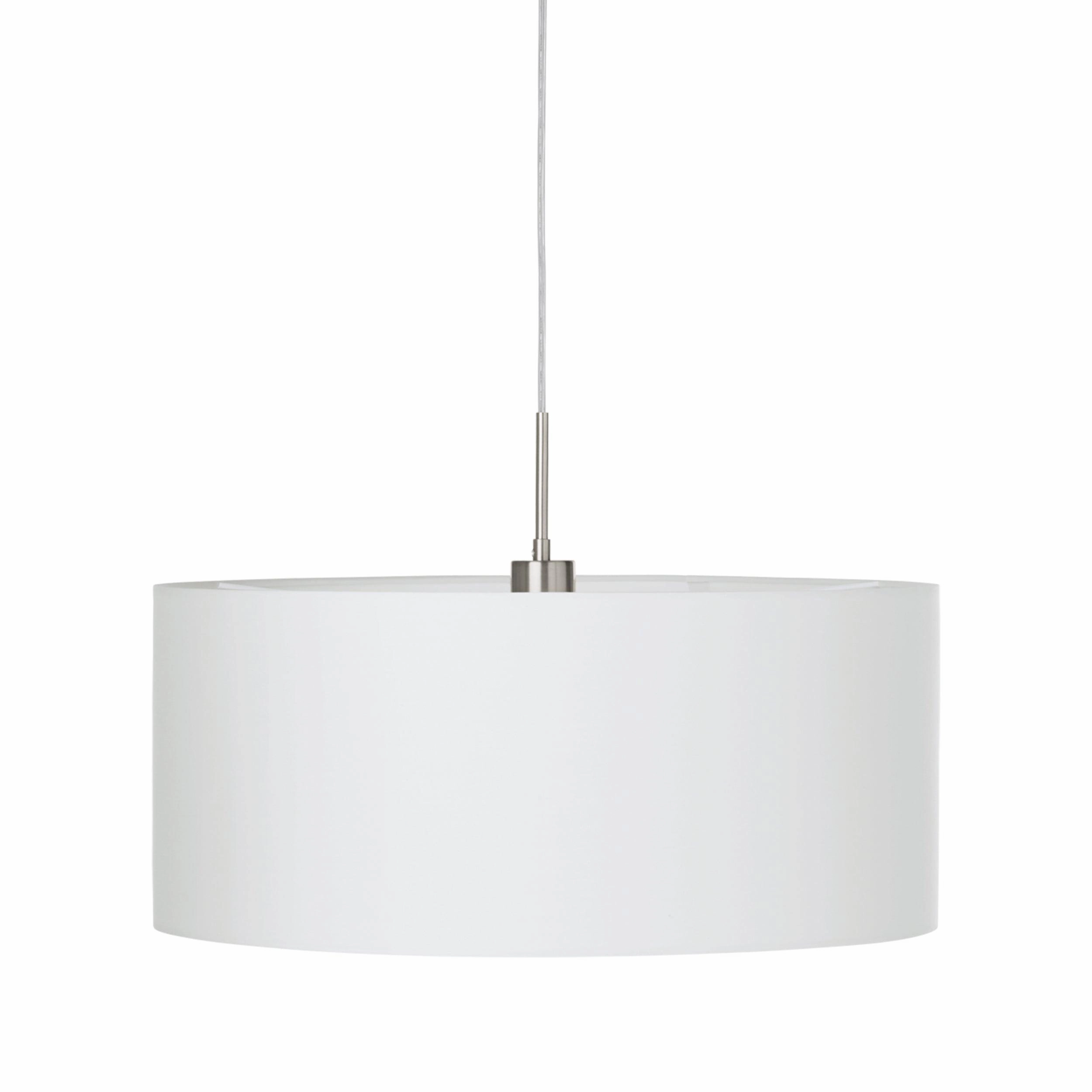 Eglo Pasteri Nickel Ceiling Pendant With Fabric White Shade - 53cm
