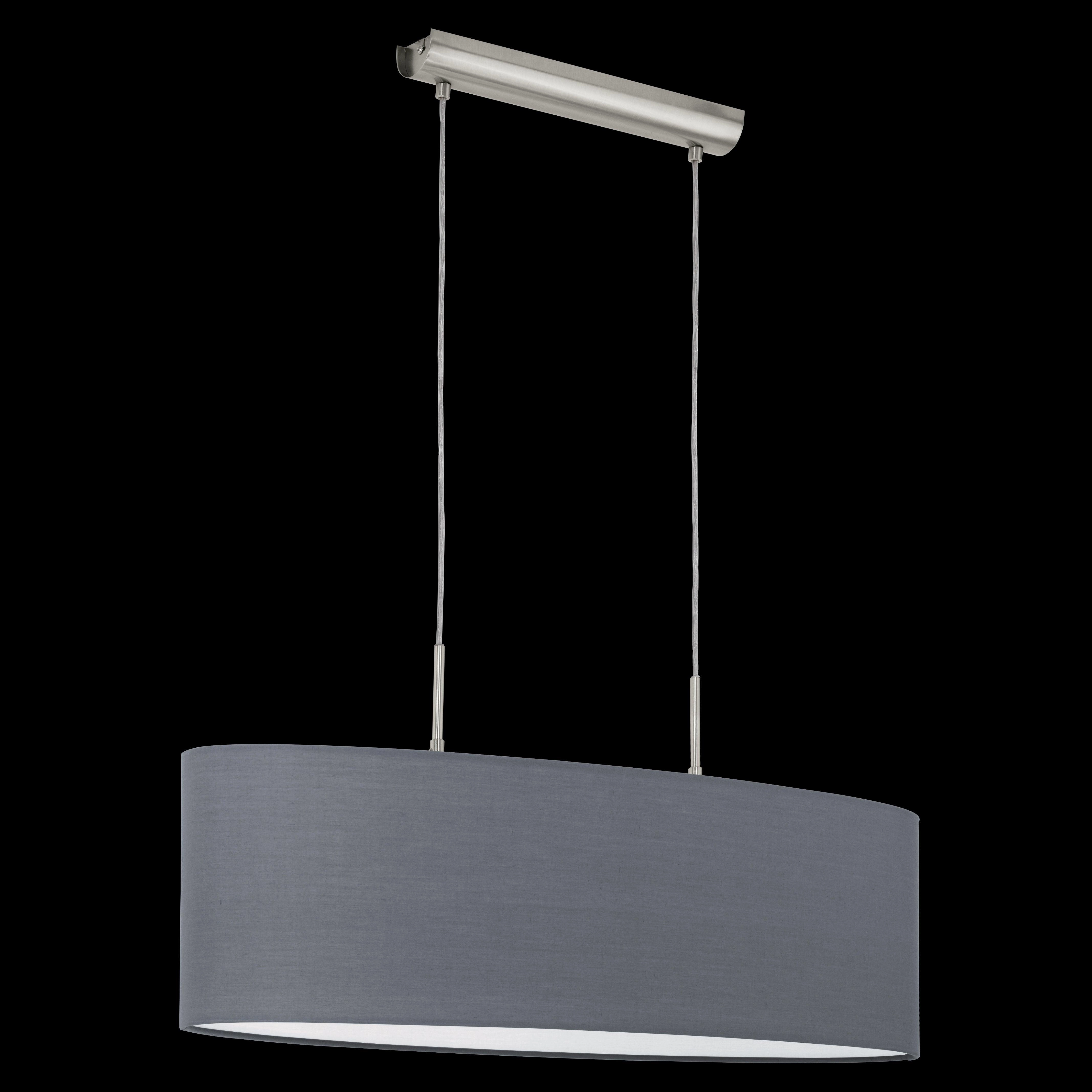 Eglo Pasteri Nickel Ceiling Pendant With Oval Grey Shade - 75cm
