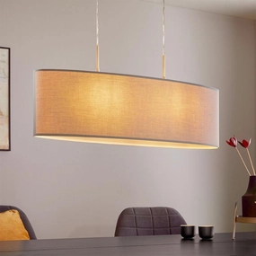 Eglo Pasteri Nickel Ceiling Pendant With Oval Grey Shade - 75cm sleek LED ceiling lamp