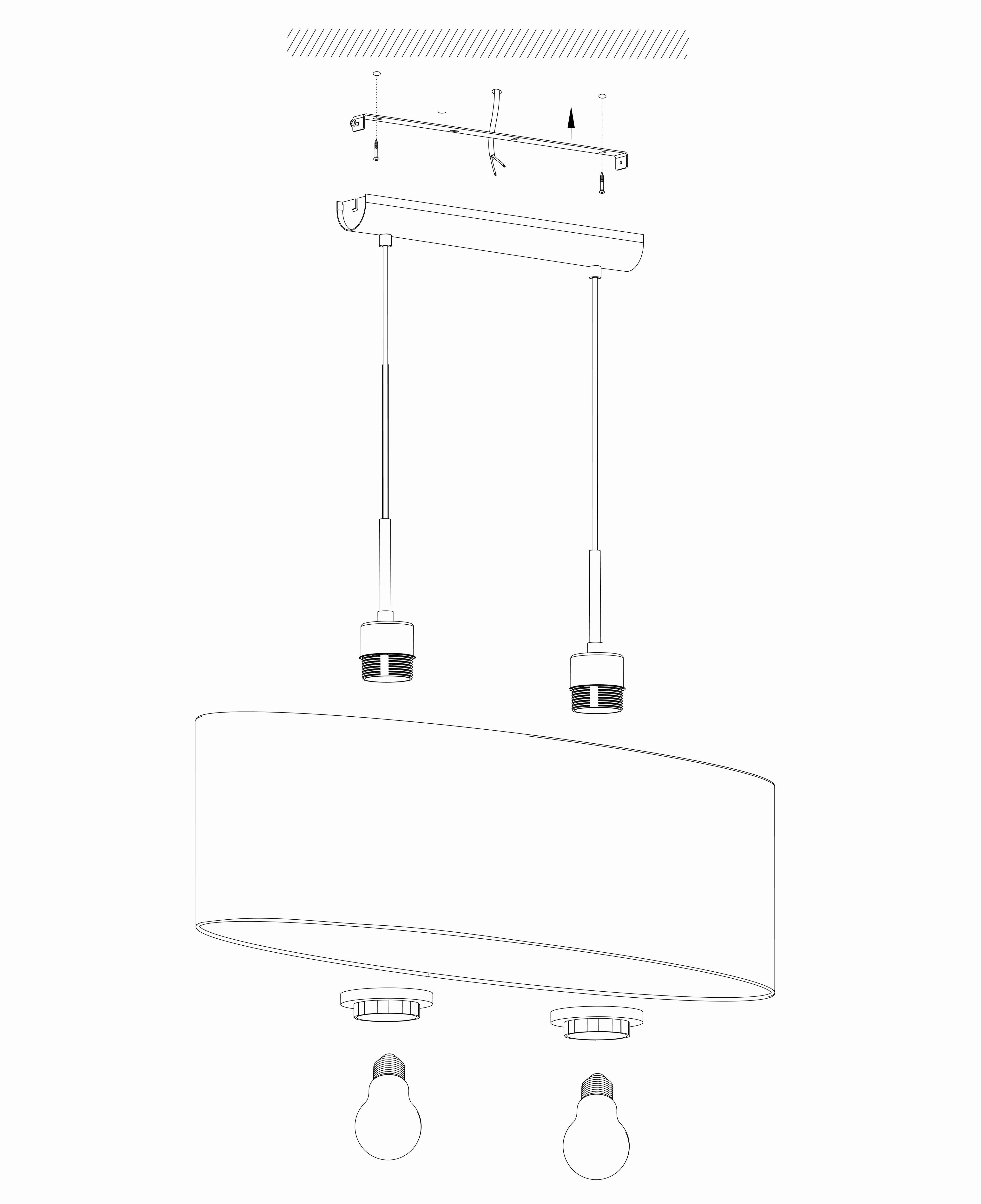 Eglo Pasteri Nickel Ceiling Pendant With Oval Grey Shade - 75cm