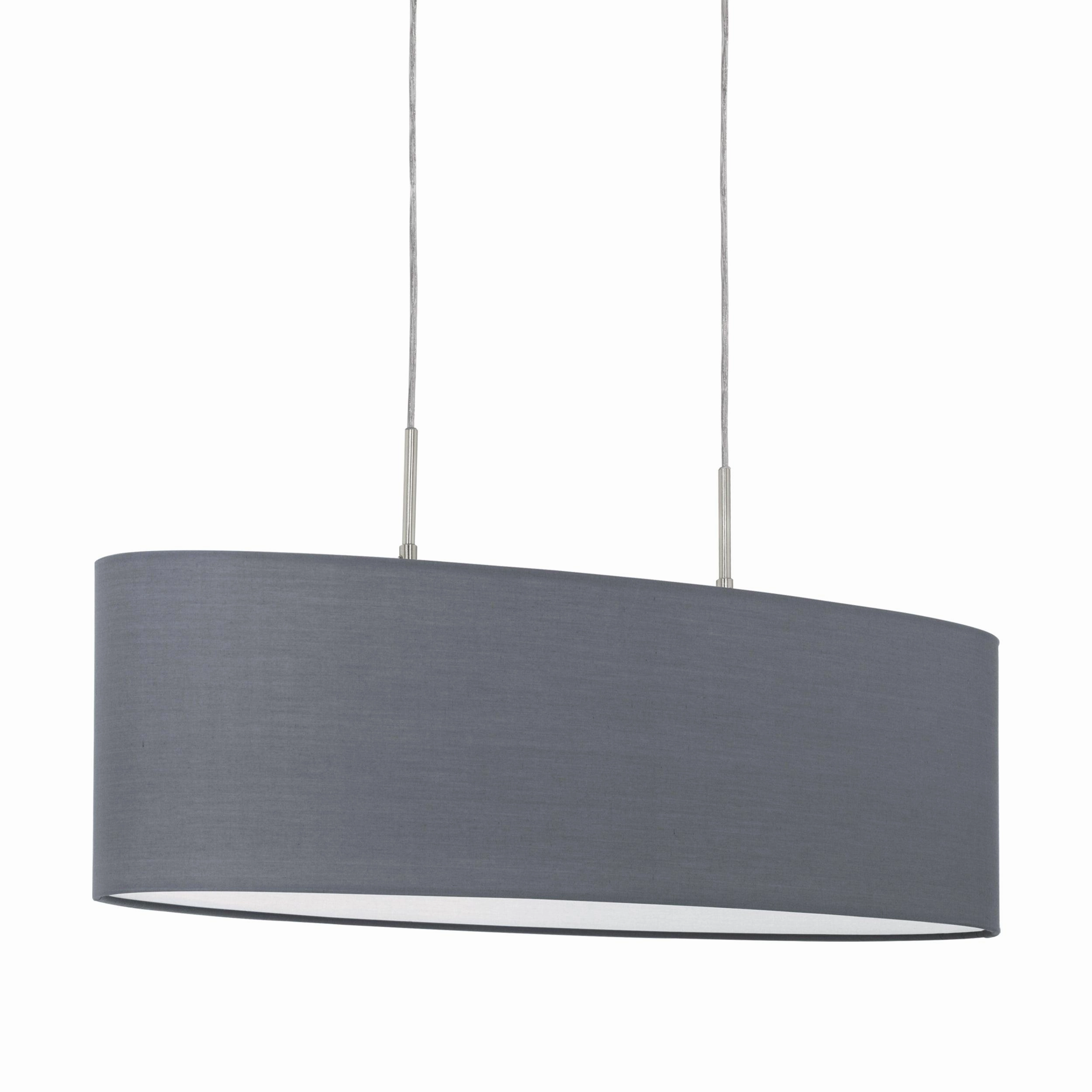 Eglo Pasteri Nickel Ceiling Pendant With Oval Grey Shade - 75cm