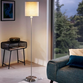 Eglo Pasteri Nickel Floor Lamp With Grey Fabric Shade creative lampshade design