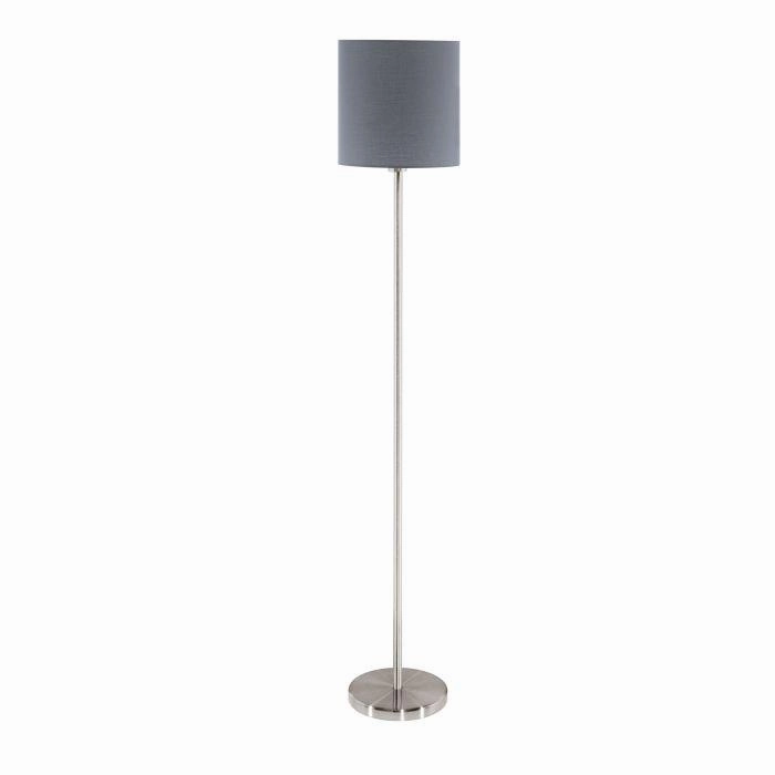 Eglo Pasteri Nickel Floor Lamp With Grey Fabric Shade