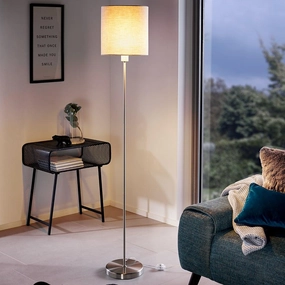 Eglo Pasteri Nickel Floor Lamp With Taupe Fabric Shade creative lampshade design